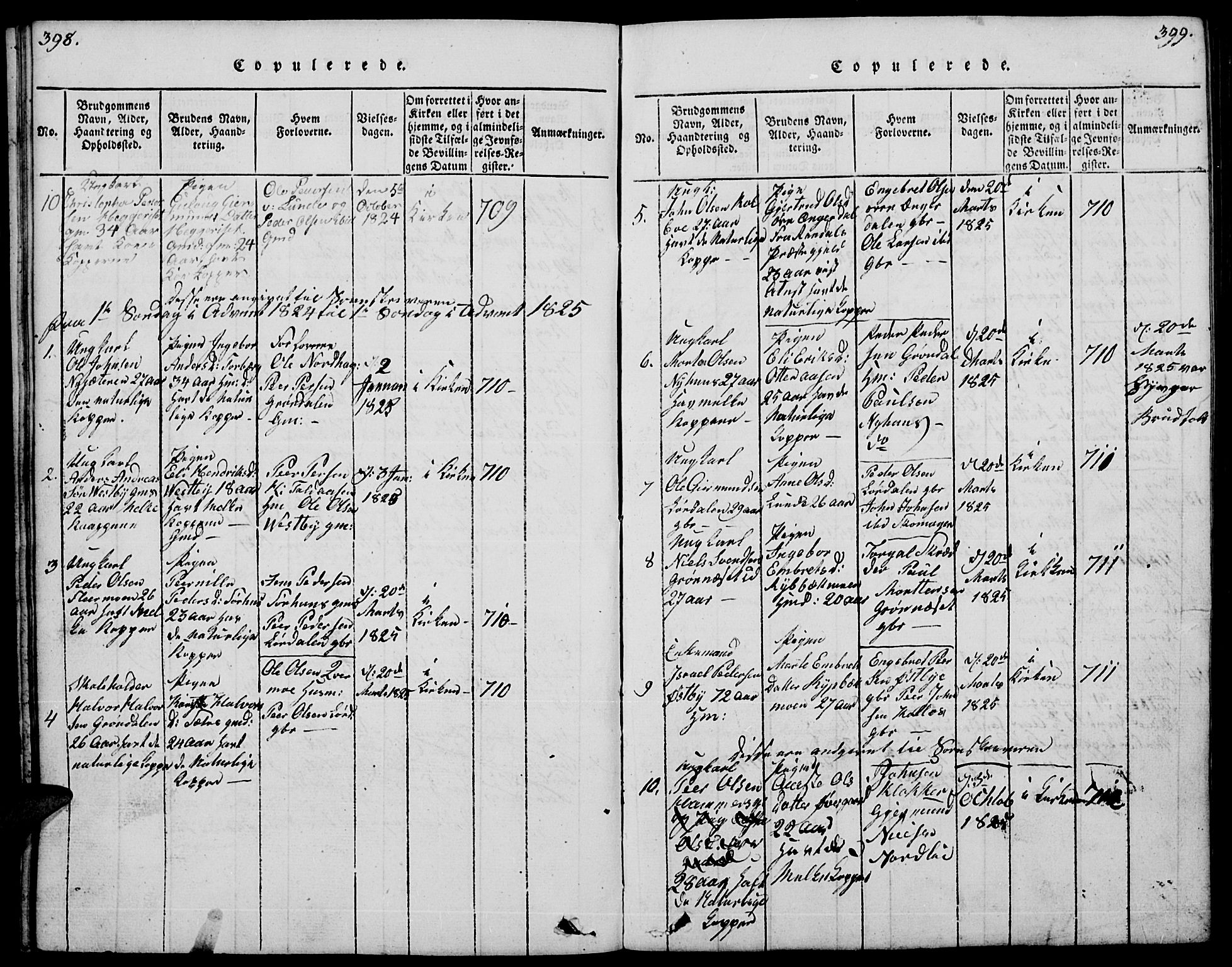 Trysil prestekontor, SAH/PREST-046/H/Ha/Hab/L0004: Parish register (copy) no. 4, 1814-1841, p. 398-399