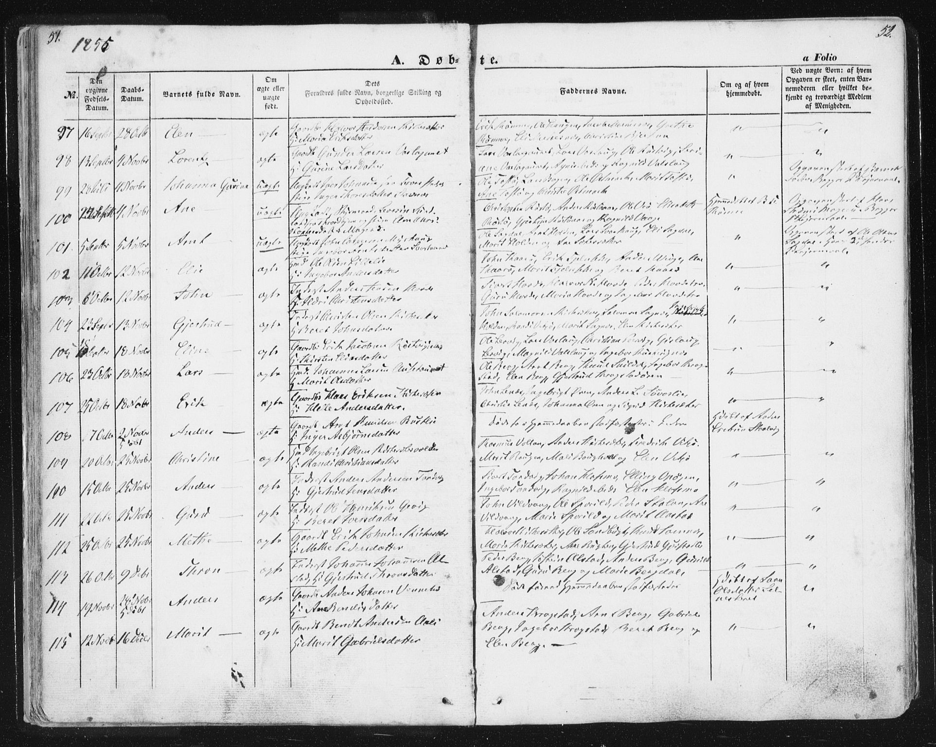 Ministerialprotokoller, klokkerbøker og fødselsregistre - Sør-Trøndelag, SAT/A-1456/630/L0494: Parish register (official) no. 630A07, 1852-1868, p. 51-52
