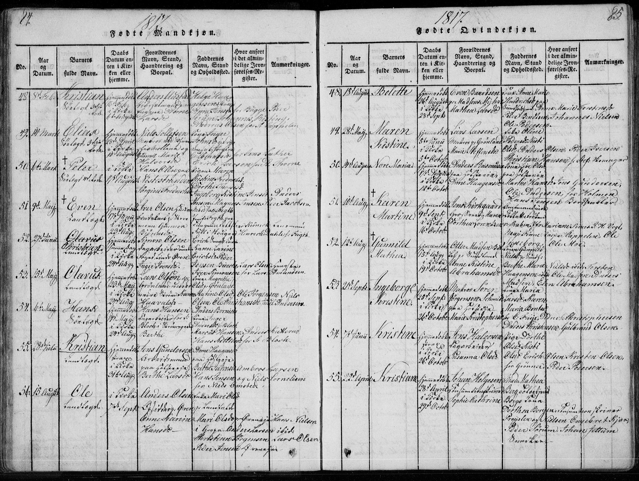 Bragernes kirkebøker, SAKO/A-6/F/Fa/L0007: Parish register (official) no. I 7, 1815-1829, p. 84-85