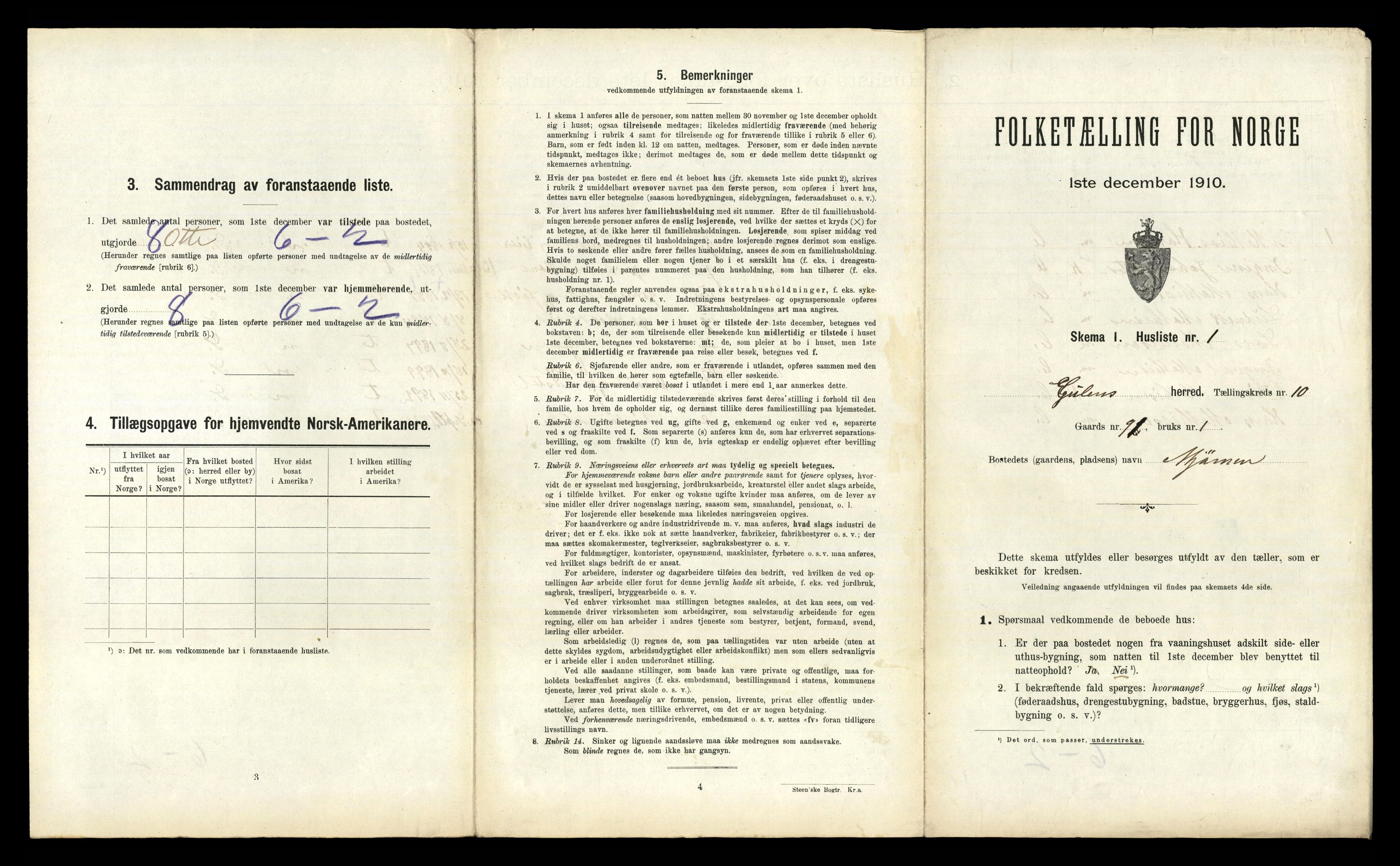 RA, 1910 census for Gulen, 1910, p. 878