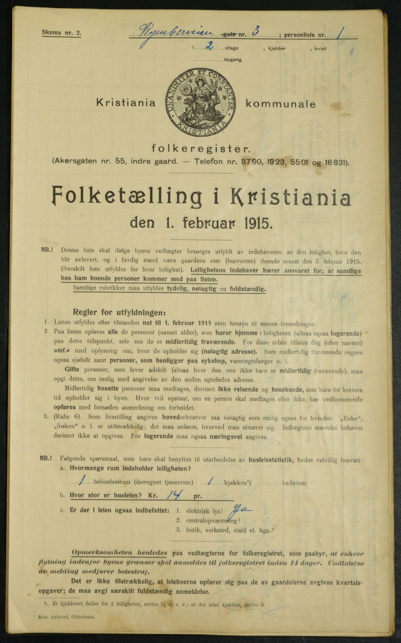 OBA, Municipal Census 1915 for Kristiania, 1915, p. 85316