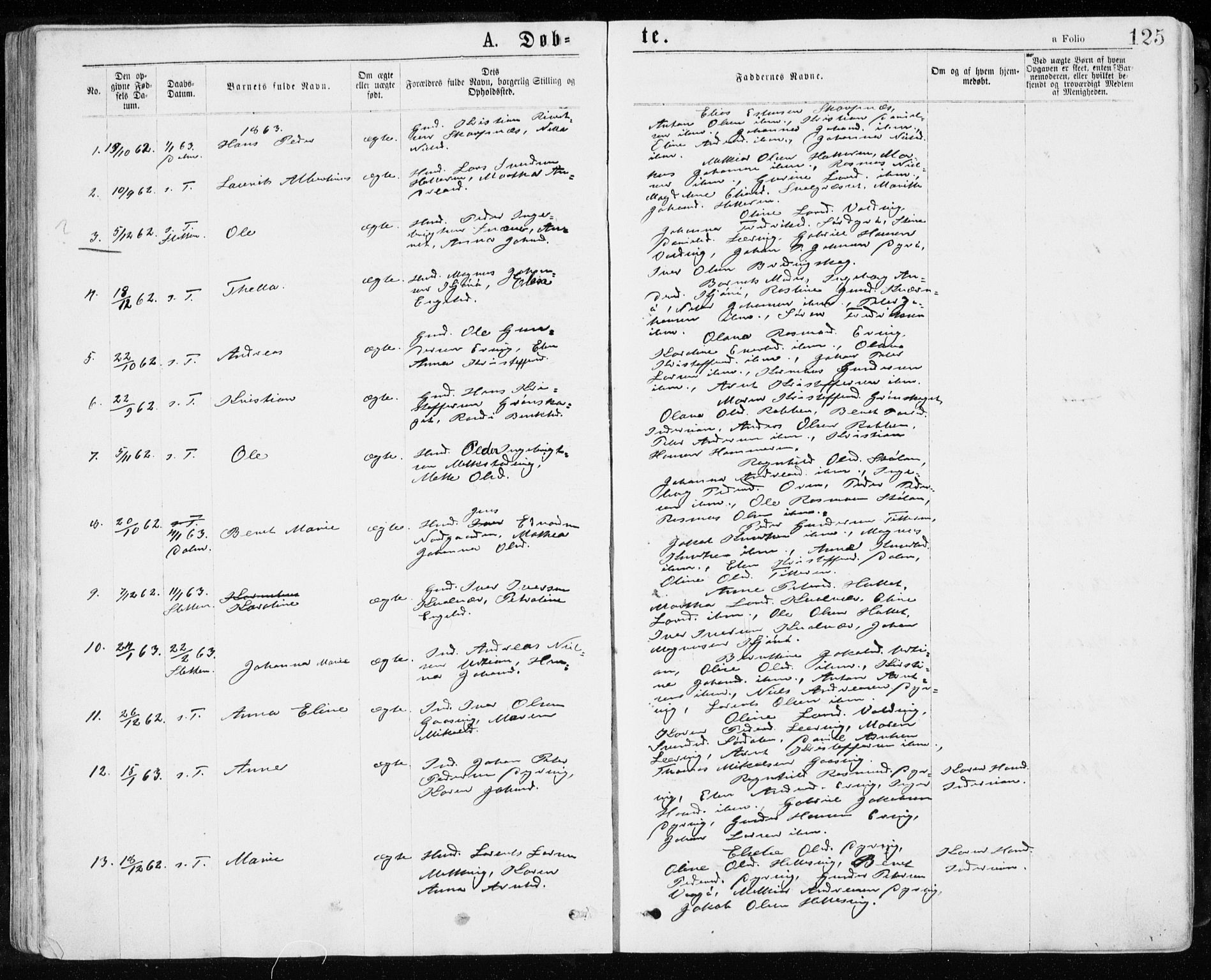 Ministerialprotokoller, klokkerbøker og fødselsregistre - Sør-Trøndelag, SAT/A-1456/640/L0576: Parish register (official) no. 640A01, 1846-1876, p. 125