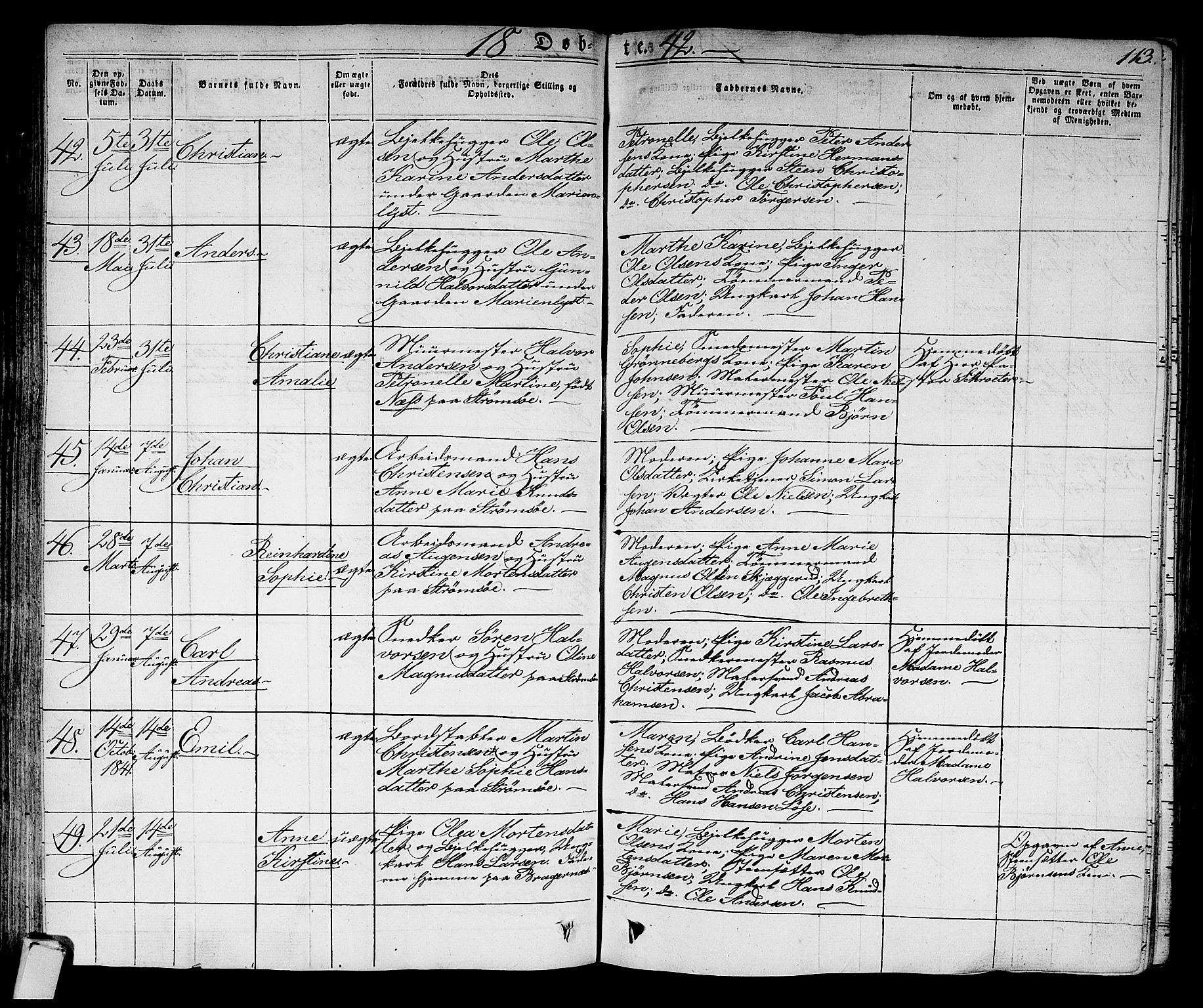 Strømsø kirkebøker, SAKO/A-246/F/Fa/L0012: Parish register (official) no. I 12, 1830-1847, p. 113
