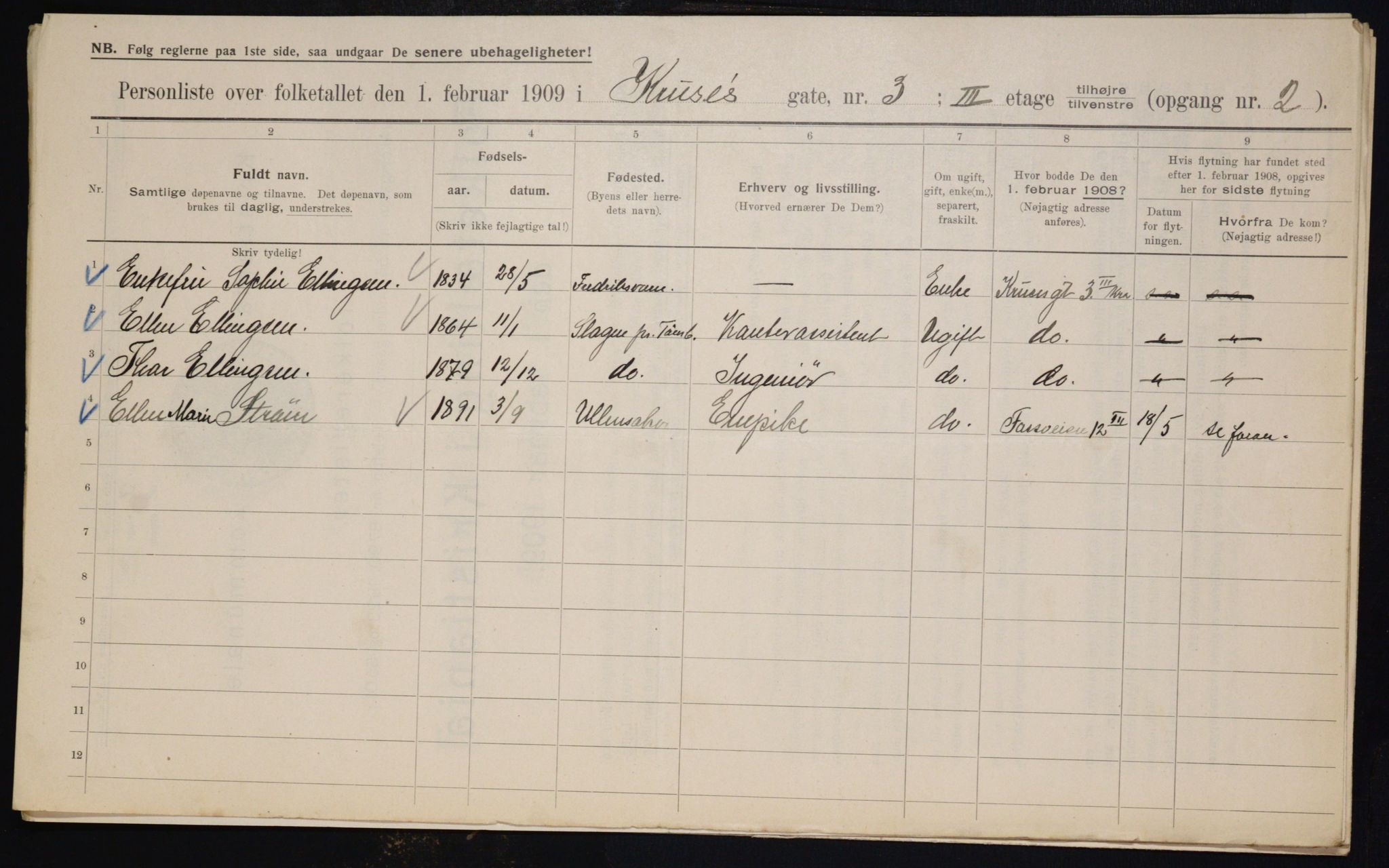 OBA, Municipal Census 1909 for Kristiania, 1909, p. 50408