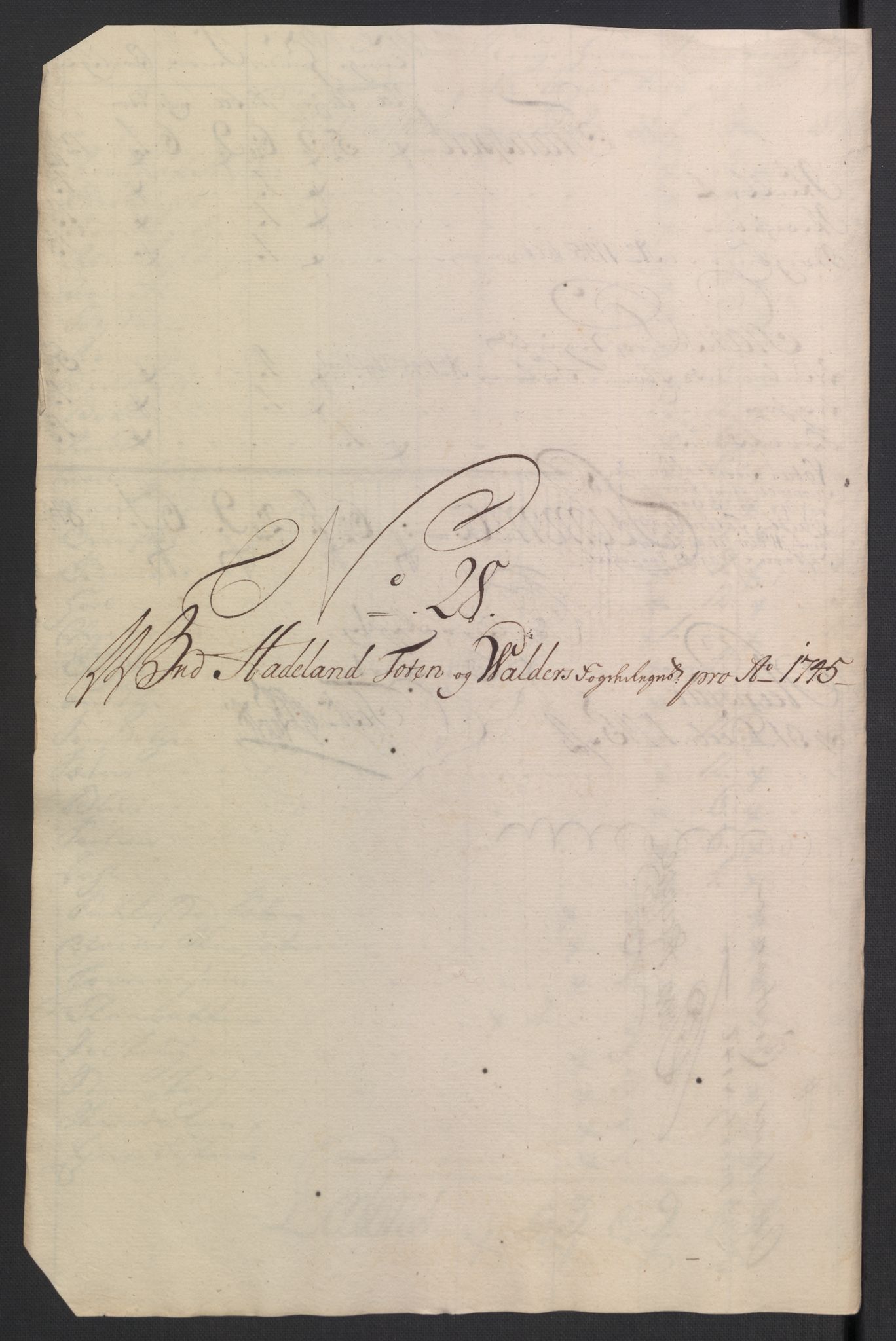 Rentekammeret inntil 1814, Reviderte regnskaper, Fogderegnskap, RA/EA-4092/R18/L1345: Fogderegnskap Hadeland, Toten og Valdres, 1745-1746, p. 139