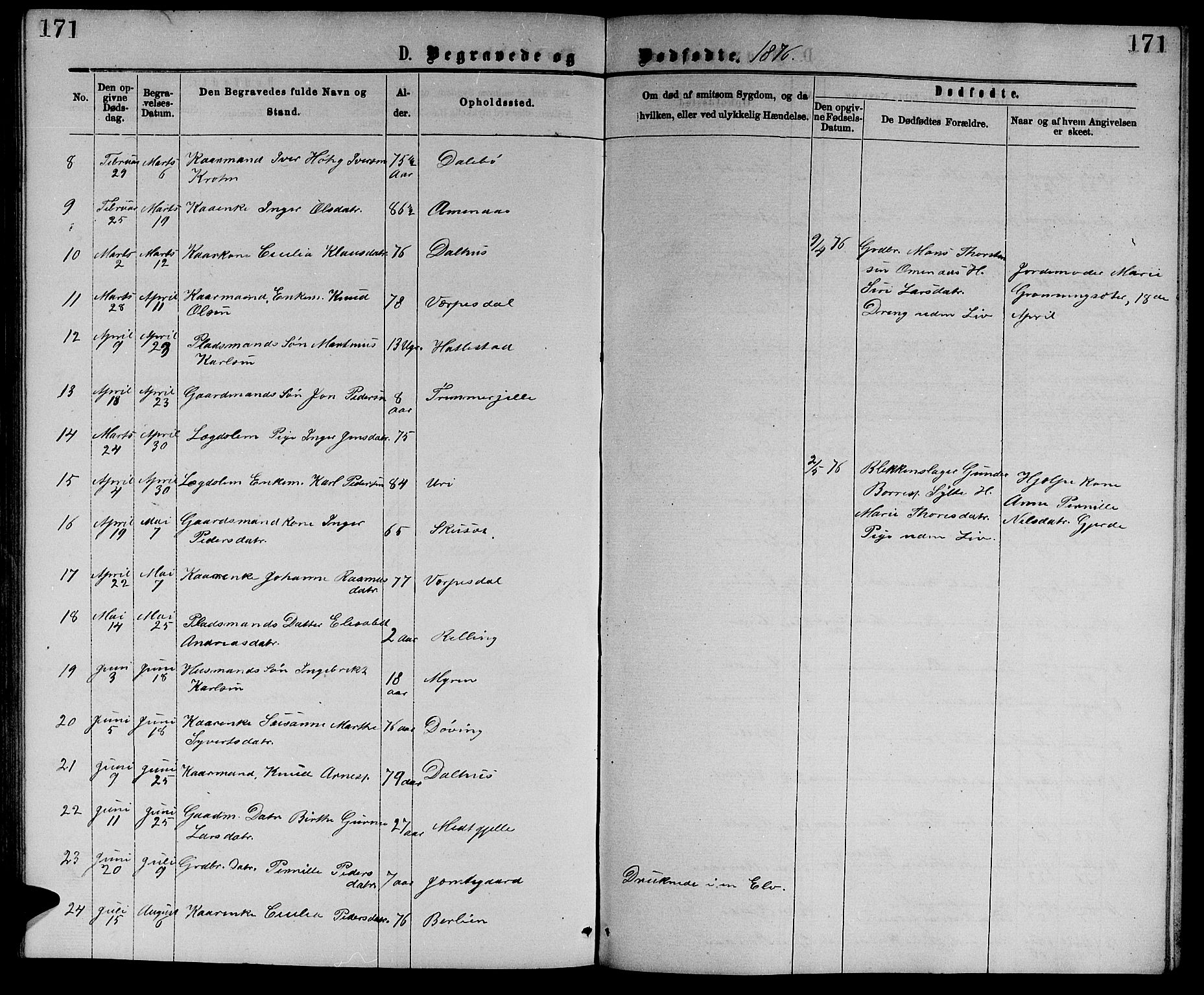 Ministerialprotokoller, klokkerbøker og fødselsregistre - Møre og Romsdal, AV/SAT-A-1454/519/L0262: Parish register (copy) no. 519C03, 1866-1884, p. 171