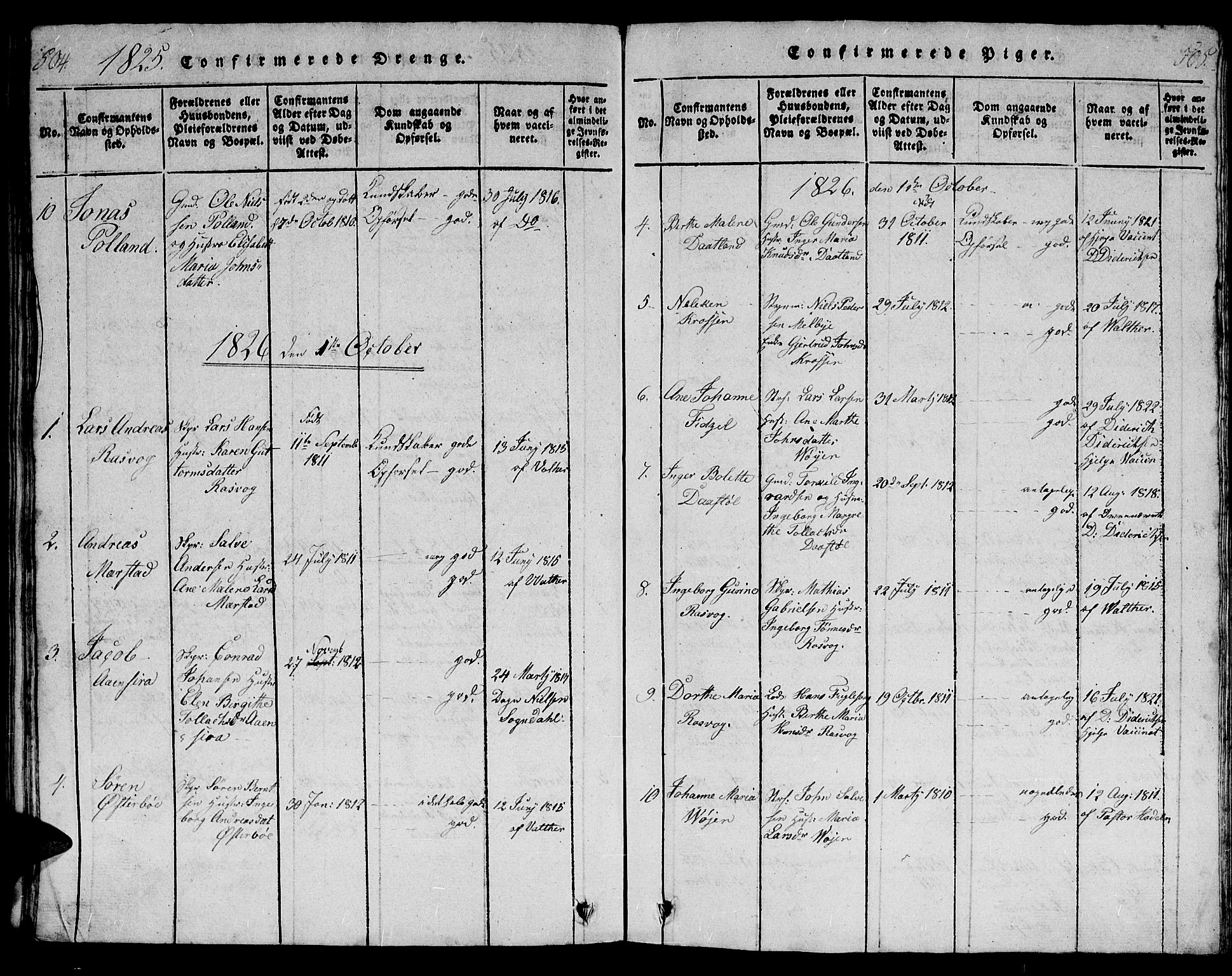 Flekkefjord sokneprestkontor, AV/SAK-1111-0012/F/Fb/Fbb/L0001: Parish register (copy) no. B 1, 1815-1830, p. 504-505