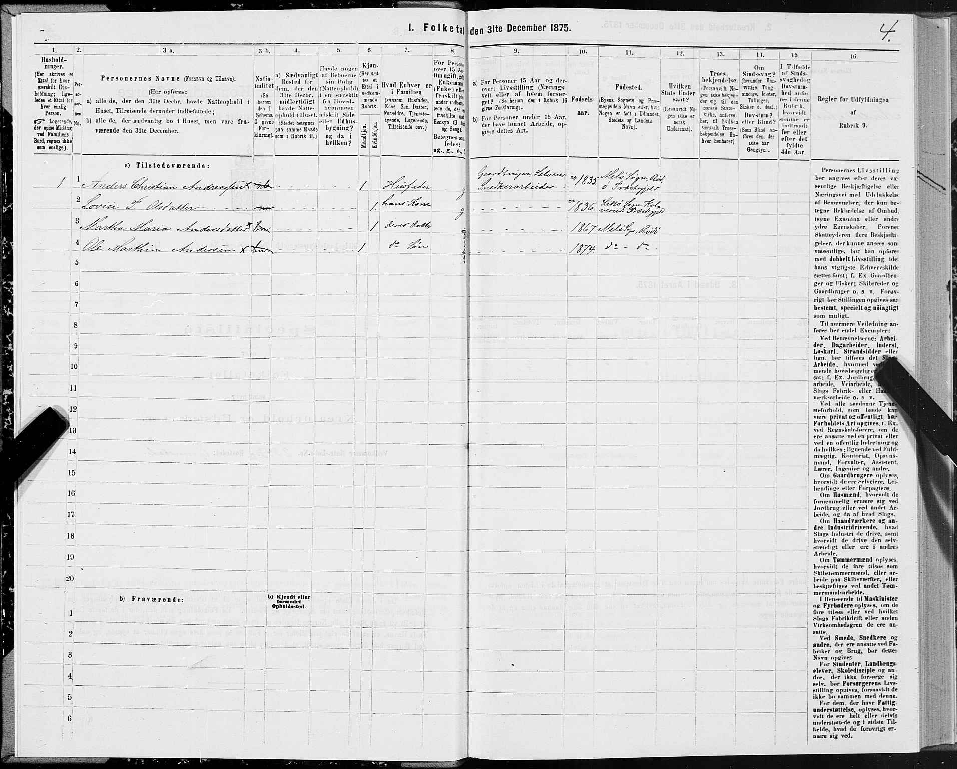 SAT, 1875 census for 1838P Gildeskål, 1875, p. 1004