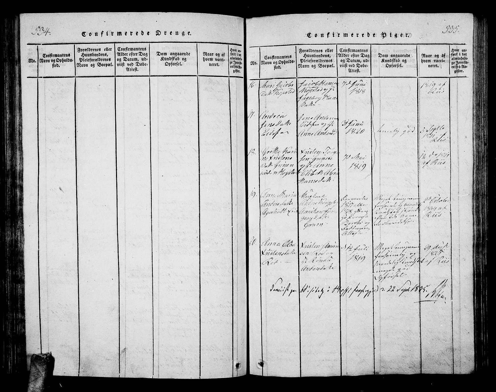 Hof kirkebøker, AV/SAKO-A-64/G/Ga/L0001: Parish register (copy) no. I 1, 1814-1844, p. 534-535