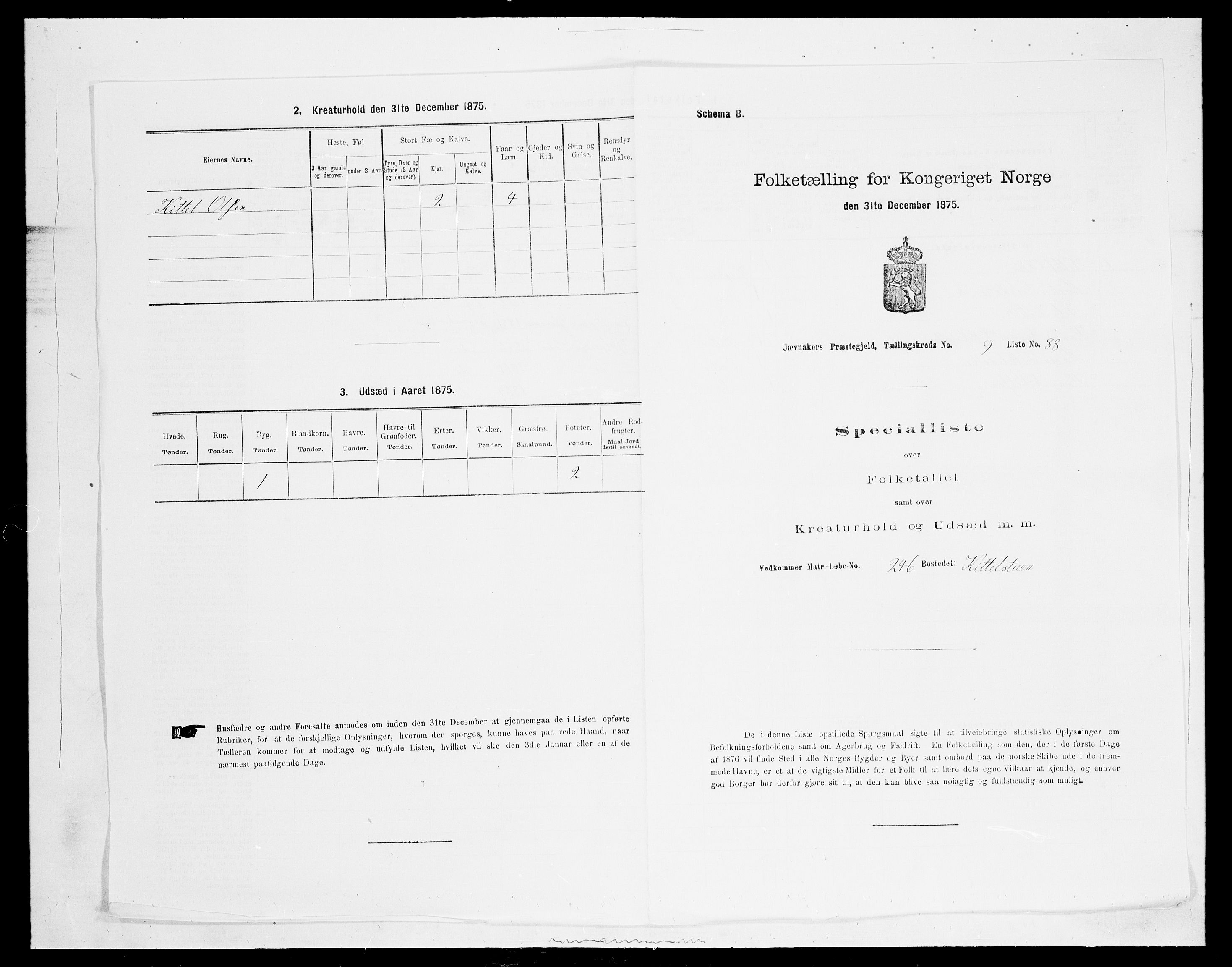 SAH, 1875 census for 0532P Jevnaker, 1875, p. 1689