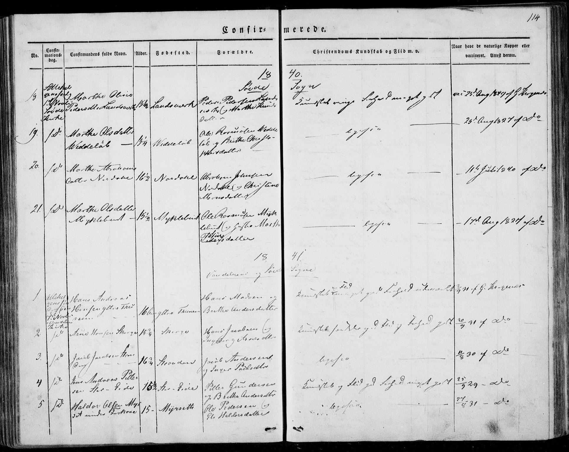 Ministerialprotokoller, klokkerbøker og fødselsregistre - Møre og Romsdal, AV/SAT-A-1454/501/L0005: Parish register (official) no. 501A05, 1831-1844, p. 114