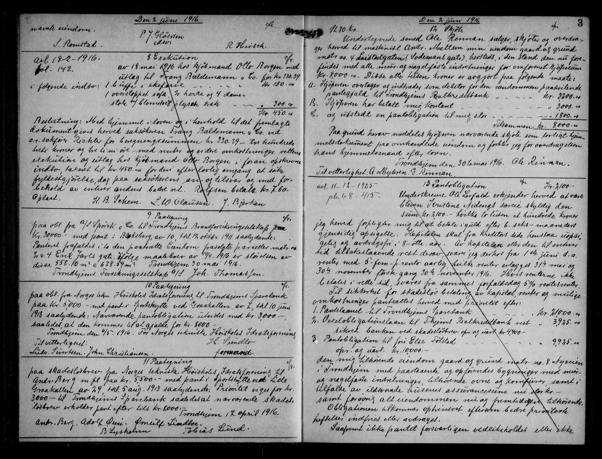 Trondheim byfogd, AV/SAT-A-0003/1/2/2C/L0057: Mortgage book no. 56, 1916-1917, p. 3
