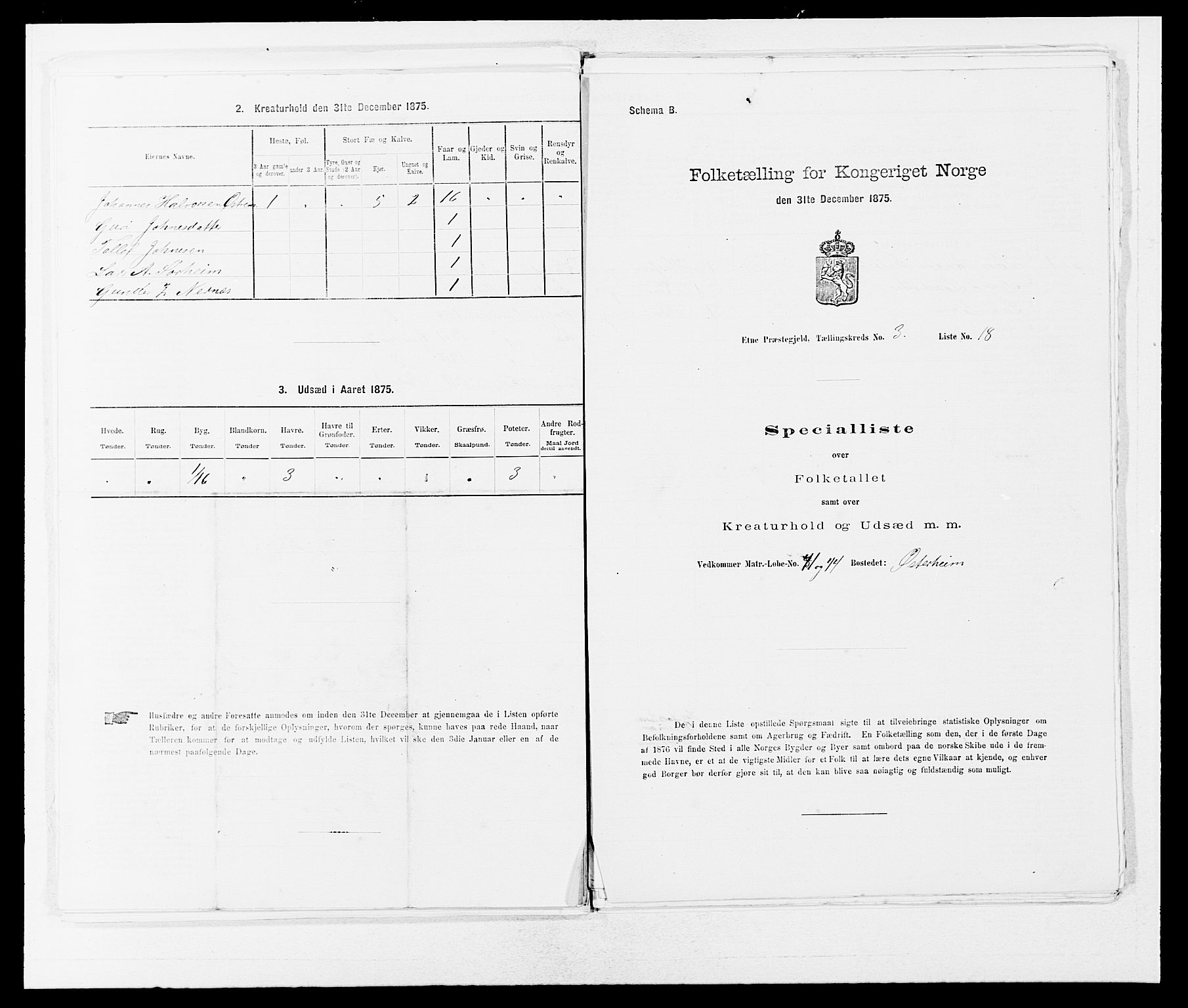 SAB, 1875 census for 1211P Etne, 1875, p. 231