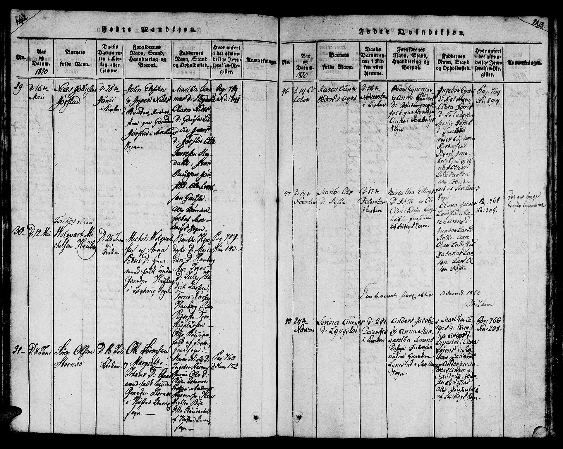 Ministerialprotokoller, klokkerbøker og fødselsregistre - Nord-Trøndelag, SAT/A-1458/730/L0275: Parish register (official) no. 730A04, 1816-1822, p. 142-143