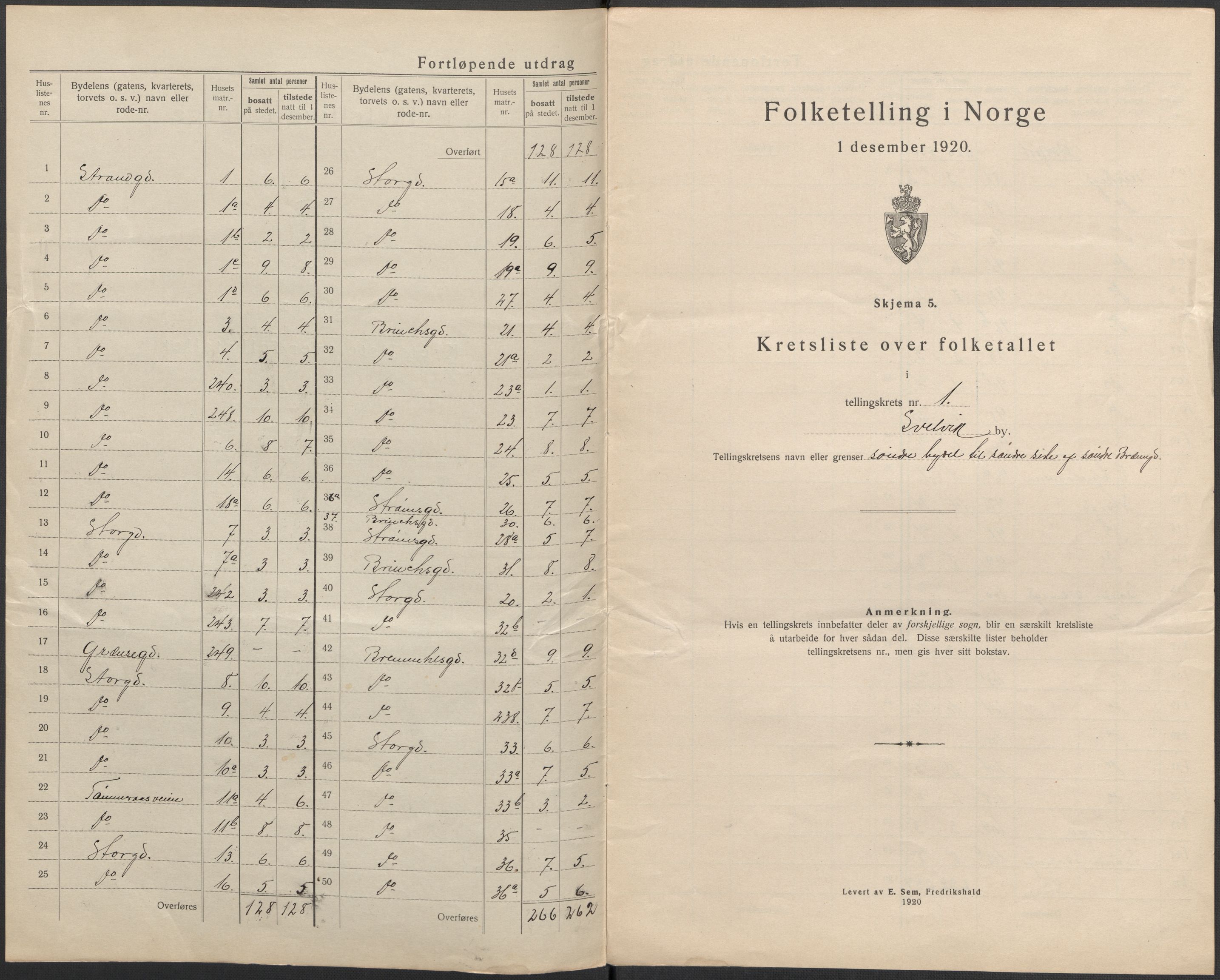 SAKO, 1920 census for Svelvik, 1920, p. 5