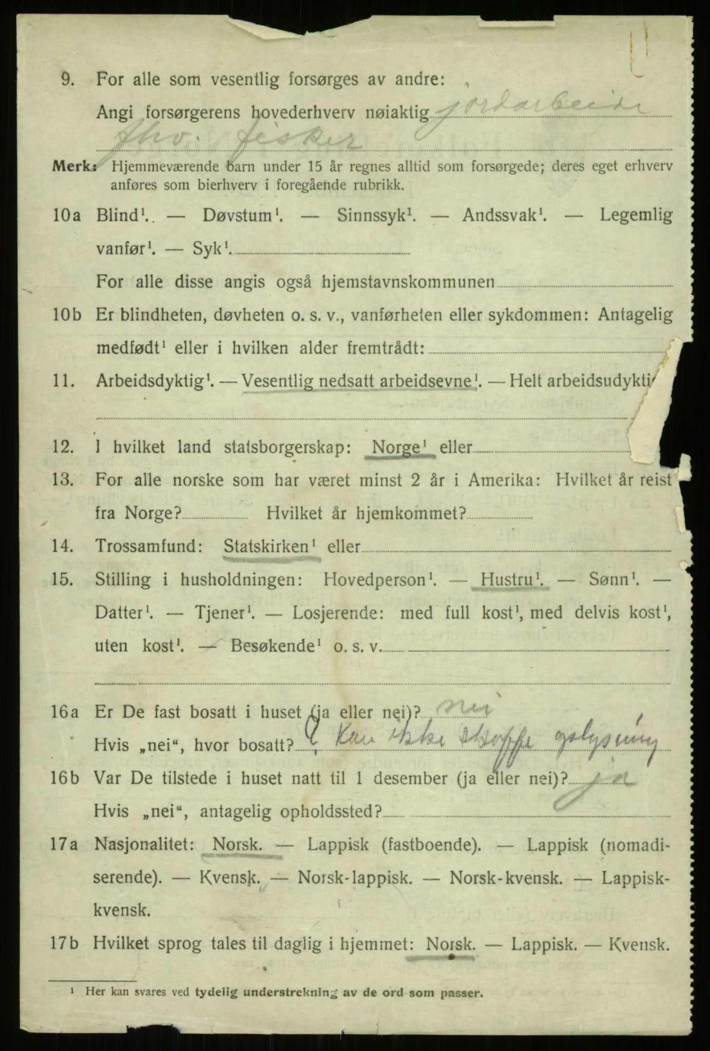 SATØ, 1920 census for Trondenes, 1920, p. 9250