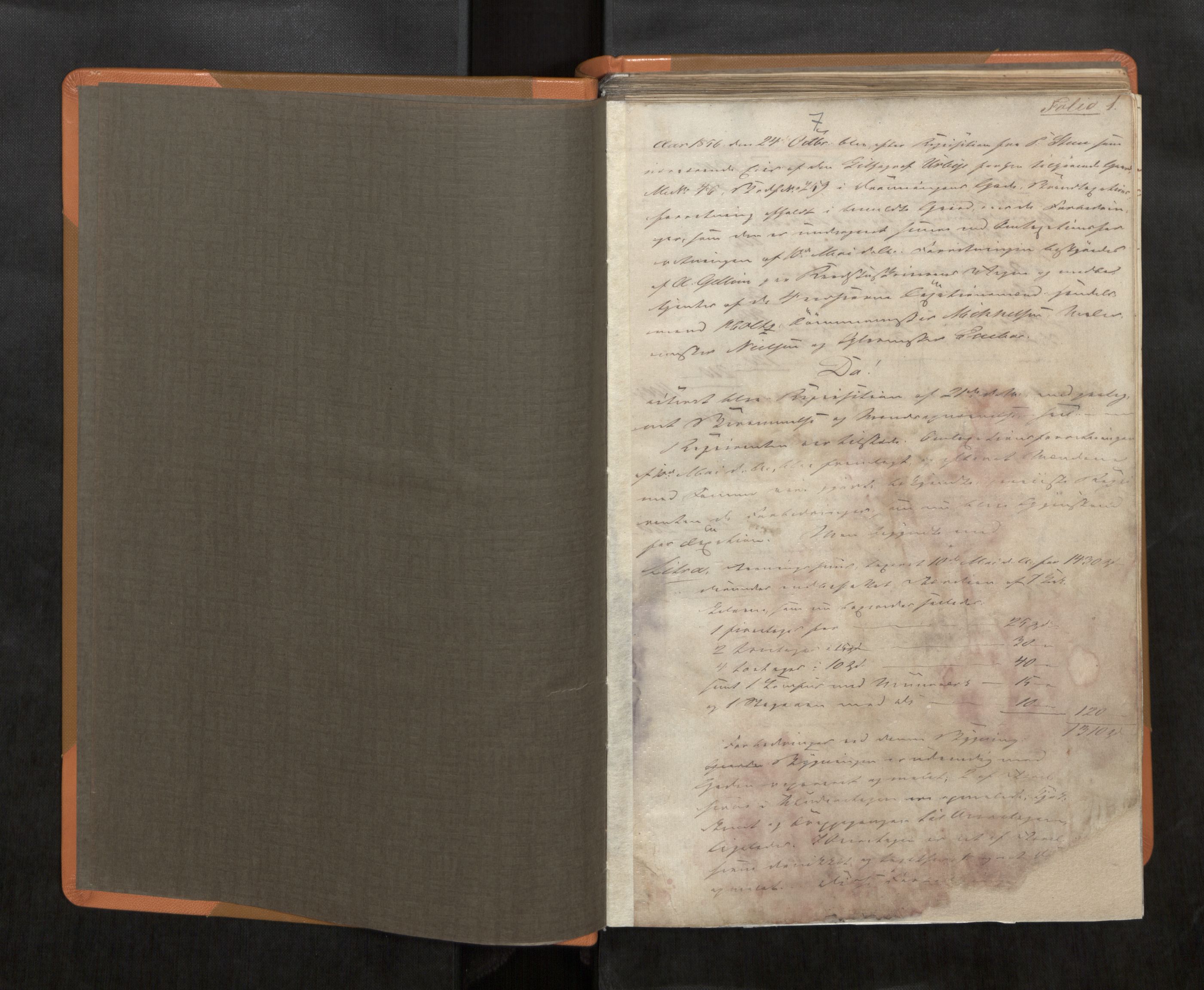 Norges Brannkasse Trondheim magistrat, AV/SAT-A-5590/Fa/L0036: Branntakstprotokoll, 1856-1860, p. 1