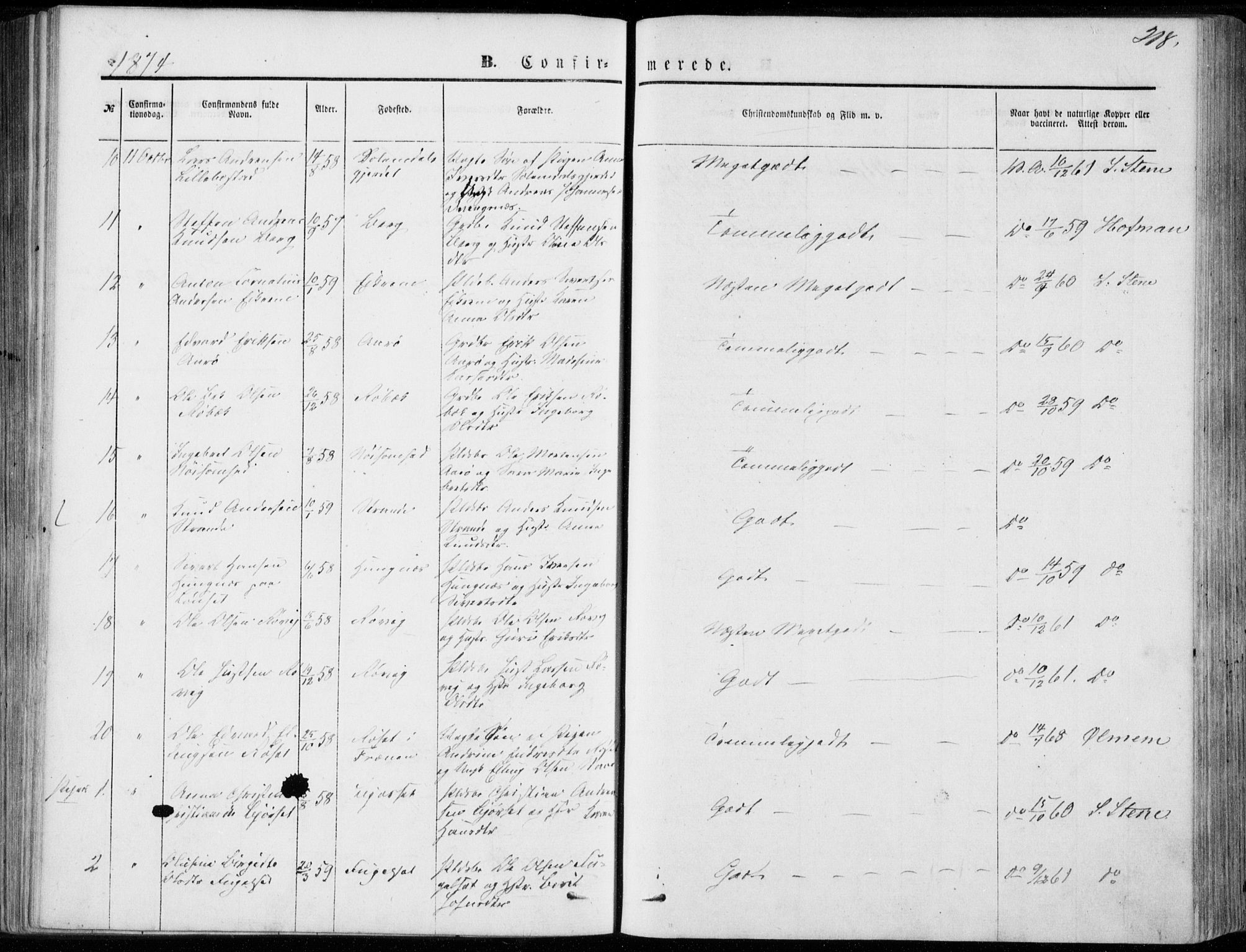 Ministerialprotokoller, klokkerbøker og fødselsregistre - Møre og Romsdal, AV/SAT-A-1454/555/L0655: Parish register (official) no. 555A05, 1869-1886, p. 218