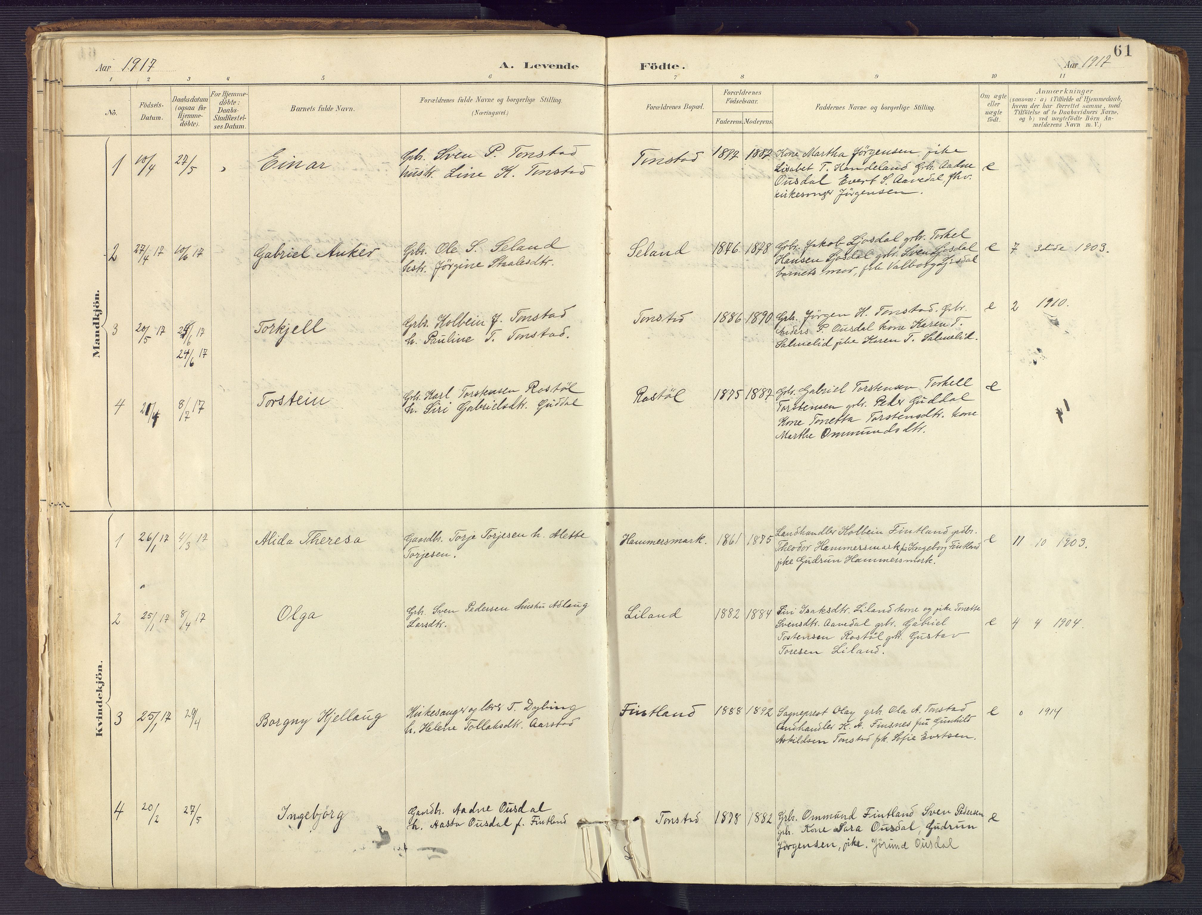 Sirdal sokneprestkontor, AV/SAK-1111-0036/F/Fa/Fab/L0004: Parish register (official) no. A 4, 1887-1919, p. 61