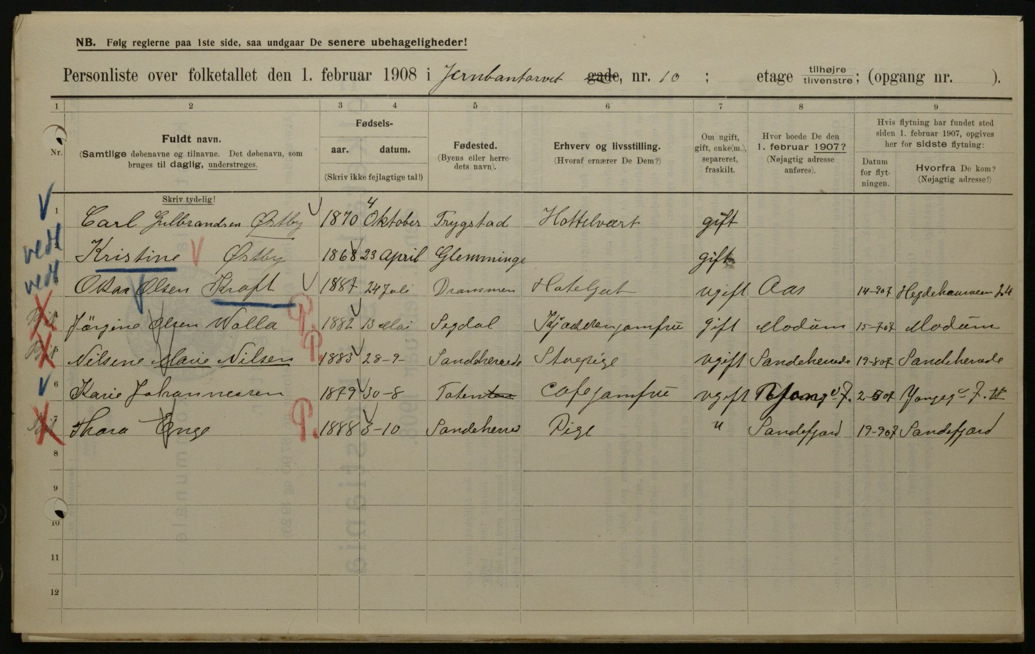 OBA, Municipal Census 1908 for Kristiania, 1908, p. 41952