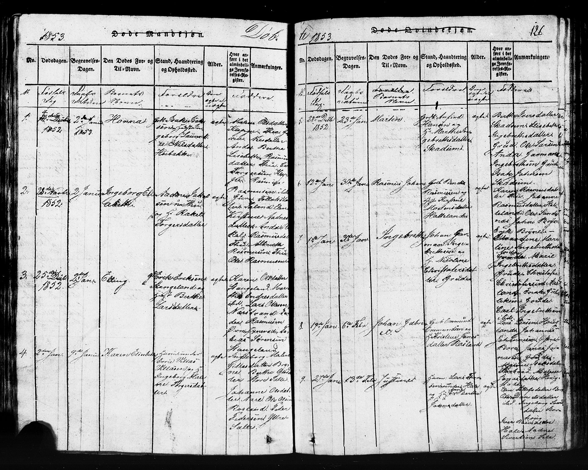 Klepp sokneprestkontor, SAST/A-101803/001/3/30BB/L0001: Parish register (copy) no.  B 1, 1816-1859, p. 126