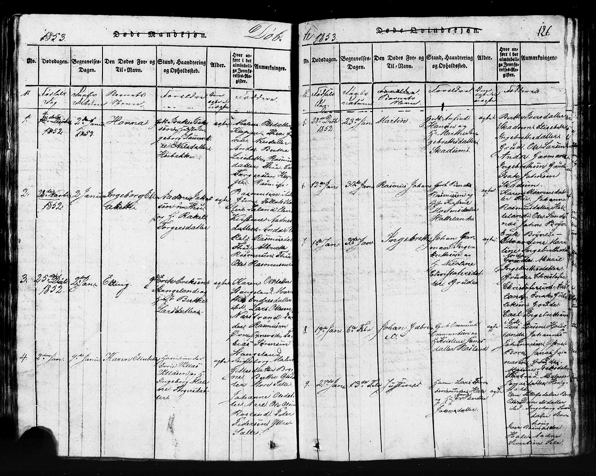 Klepp sokneprestkontor, AV/SAST-A-101803/001/3/30BB/L0001: Parish register (copy) no.  B 1, 1816-1859, p. 126