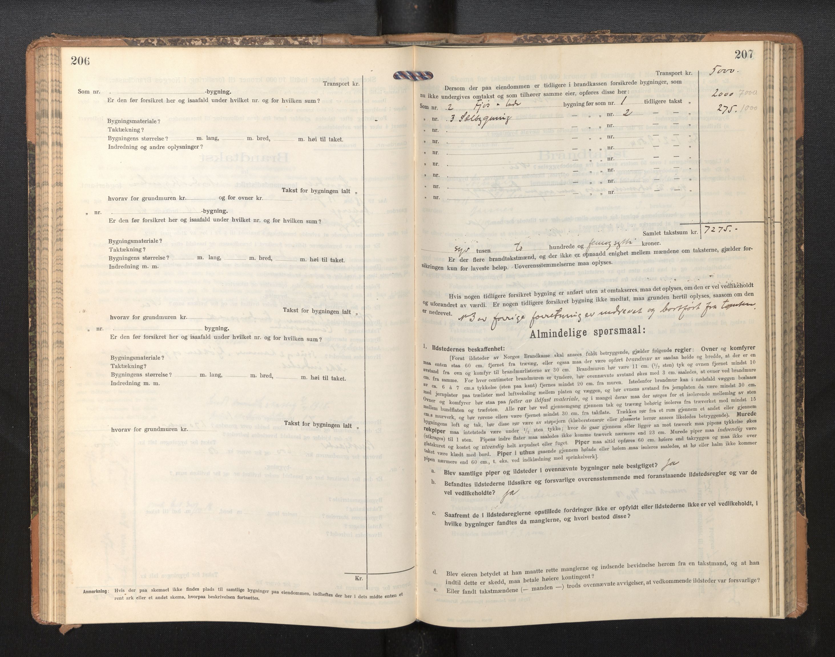 Lensmannen i Sogndal, AV/SAB-A-29901/0012/L0011: Branntakstprotokoll, skjematakst, 1914-1922, p. 206-207