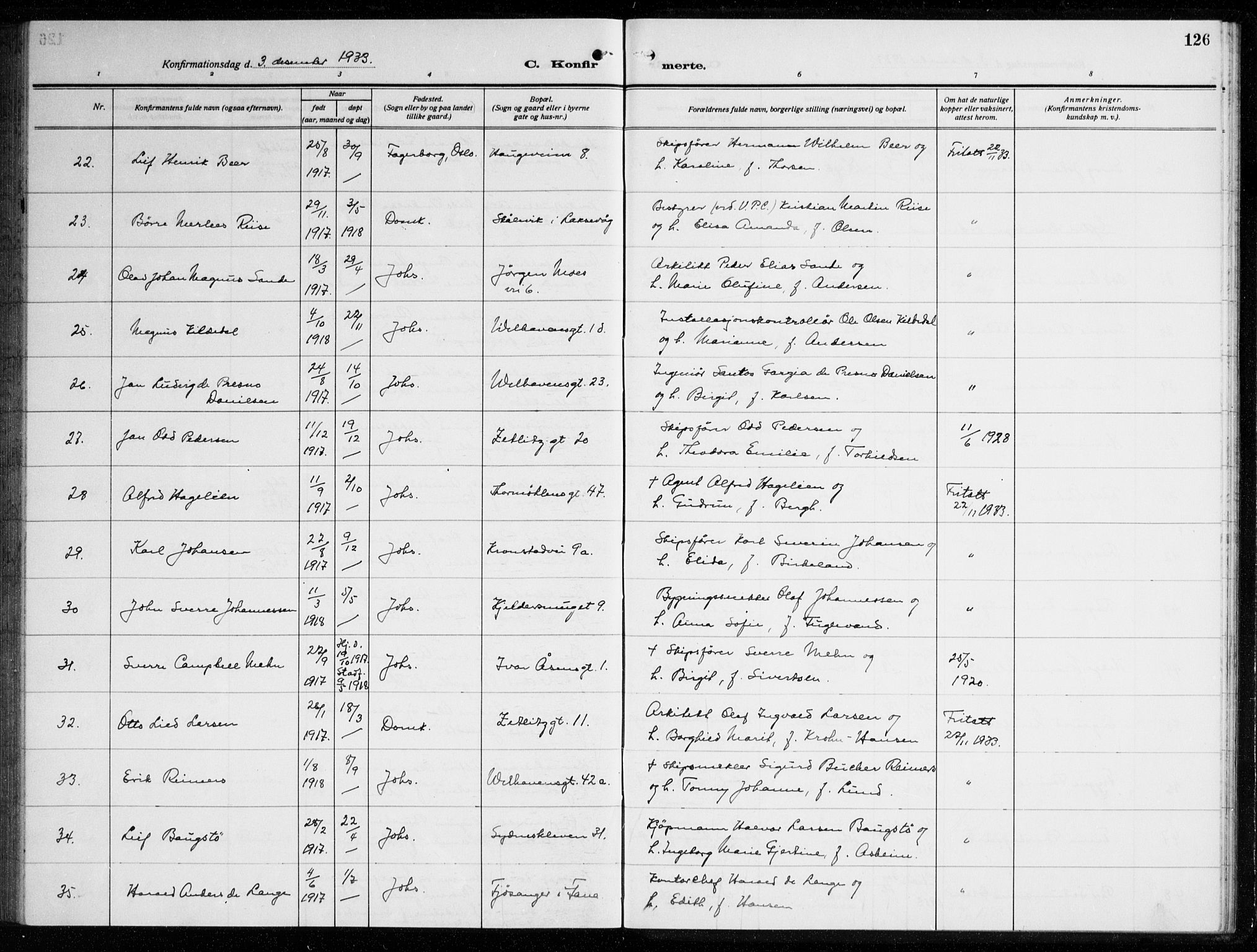 Johanneskirken sokneprestembete, AV/SAB-A-76001/H/Haa/L0010: Parish register (official) no. C 3, 1925-1935, p. 126