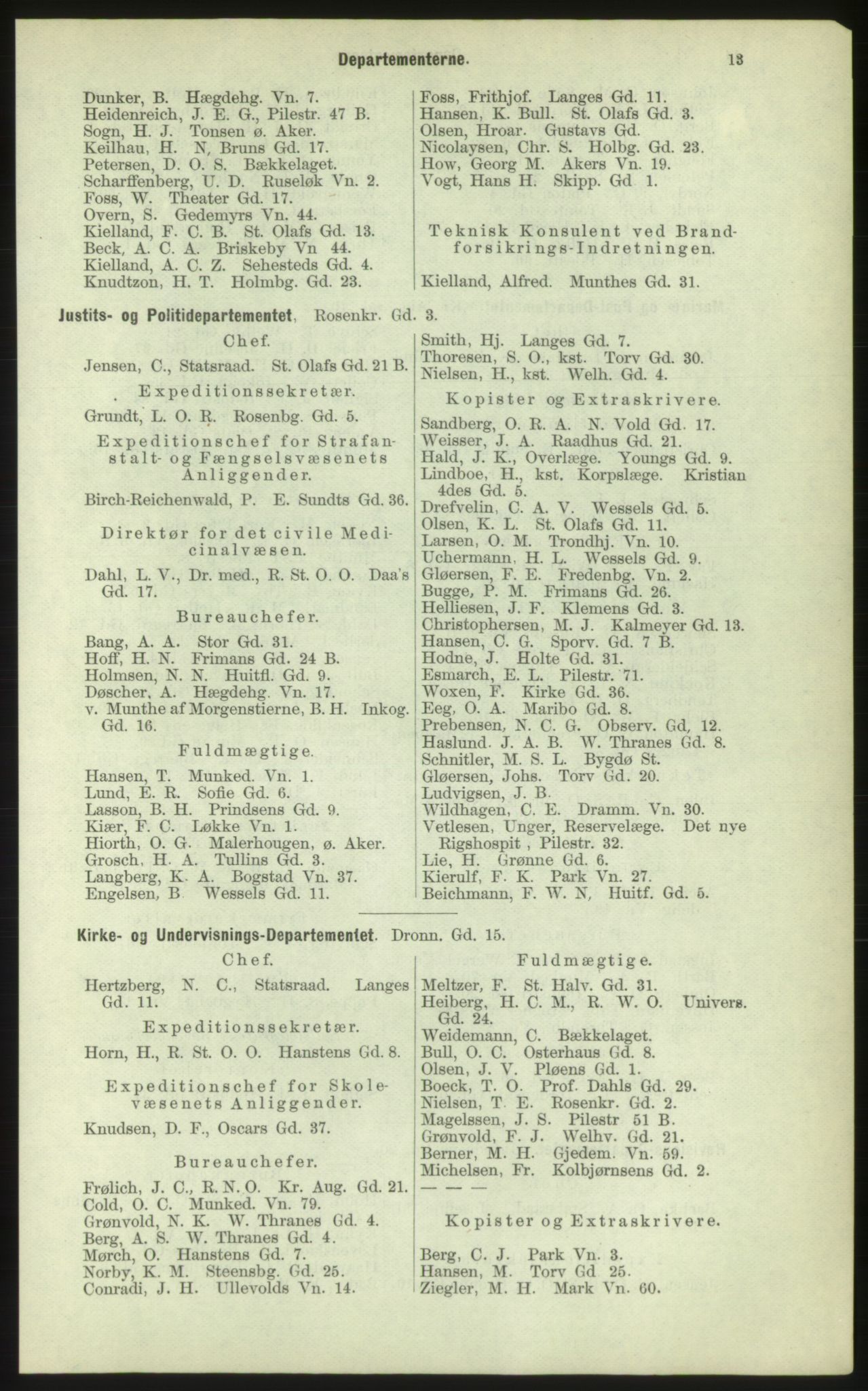 Kristiania/Oslo adressebok, PUBL/-, 1884, p. 13