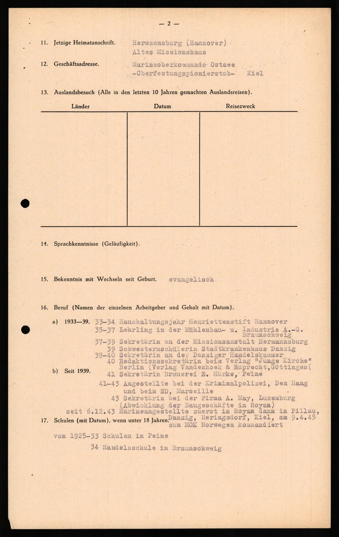 Forsvaret, Forsvarets overkommando II, AV/RA-RAFA-3915/D/Db/L0017: CI Questionaires. Tyske okkupasjonsstyrker i Norge. Tyskere., 1945-1946, p. 330