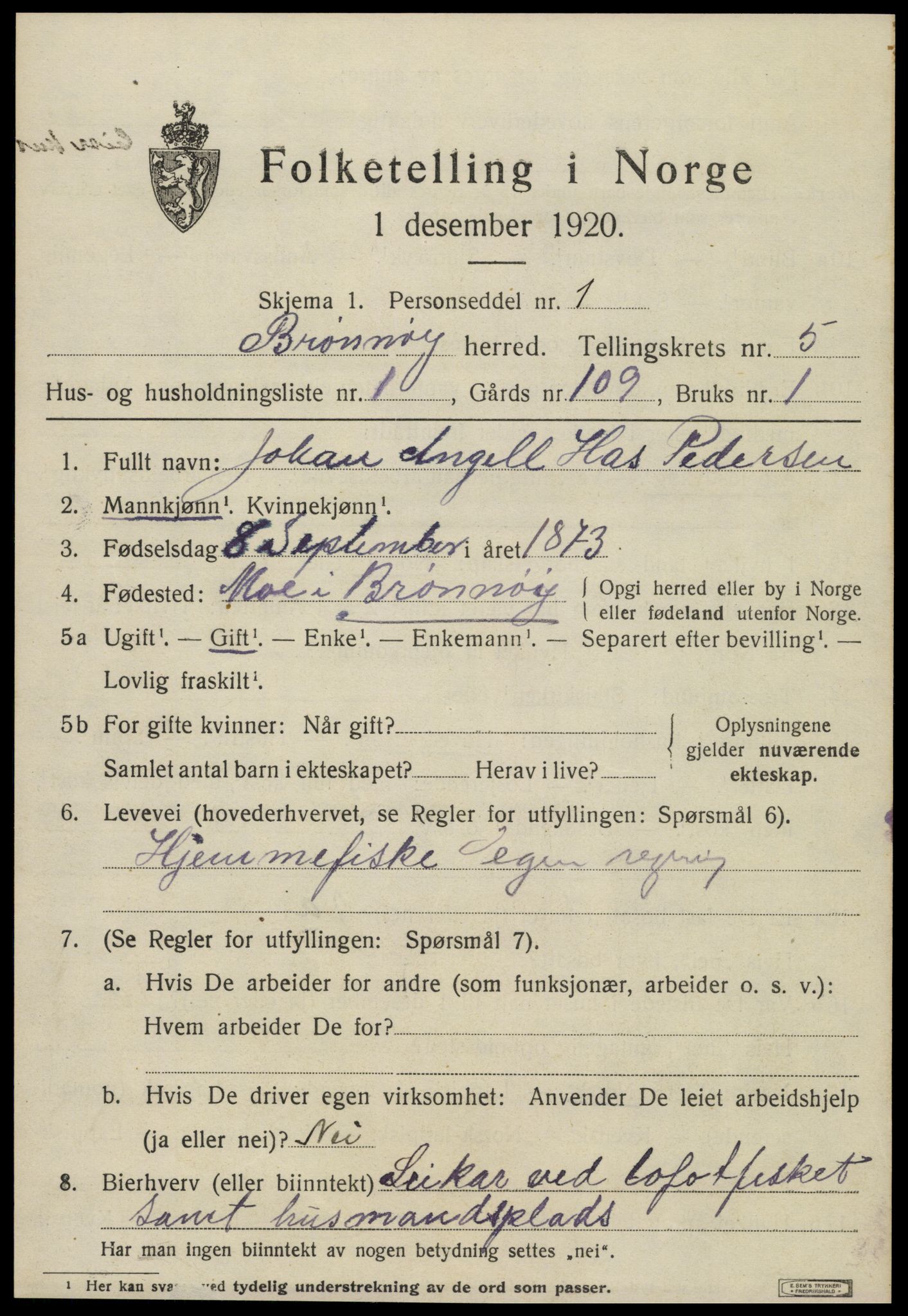 SAT, 1920 census for Brønnøy, 1920, p. 3752