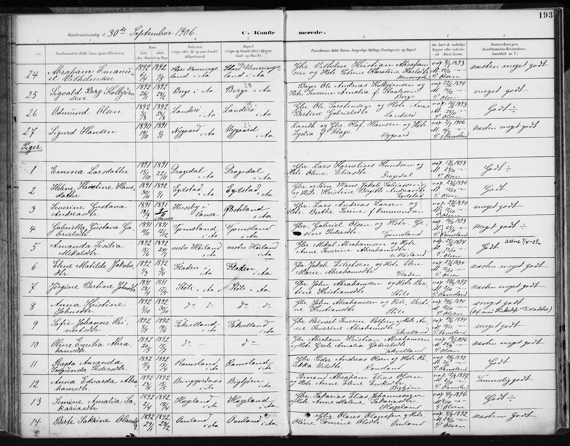 Lyngdal sokneprestkontor, AV/SAK-1111-0029/F/Fa/Fac/L0012: Parish register (official) no. A 12, 1894-1918, p. 193