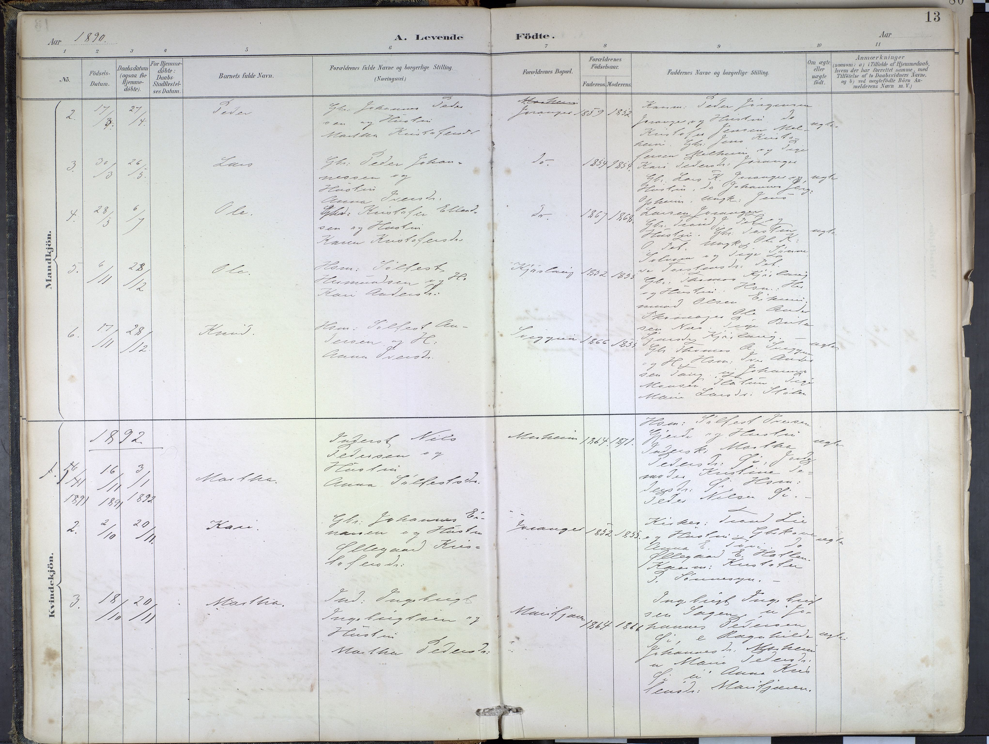 Hafslo sokneprestembete, SAB/A-80301/H/Haa/Haae/L0001: Parish register (official) no. E 1, 1886-1934, p. 13