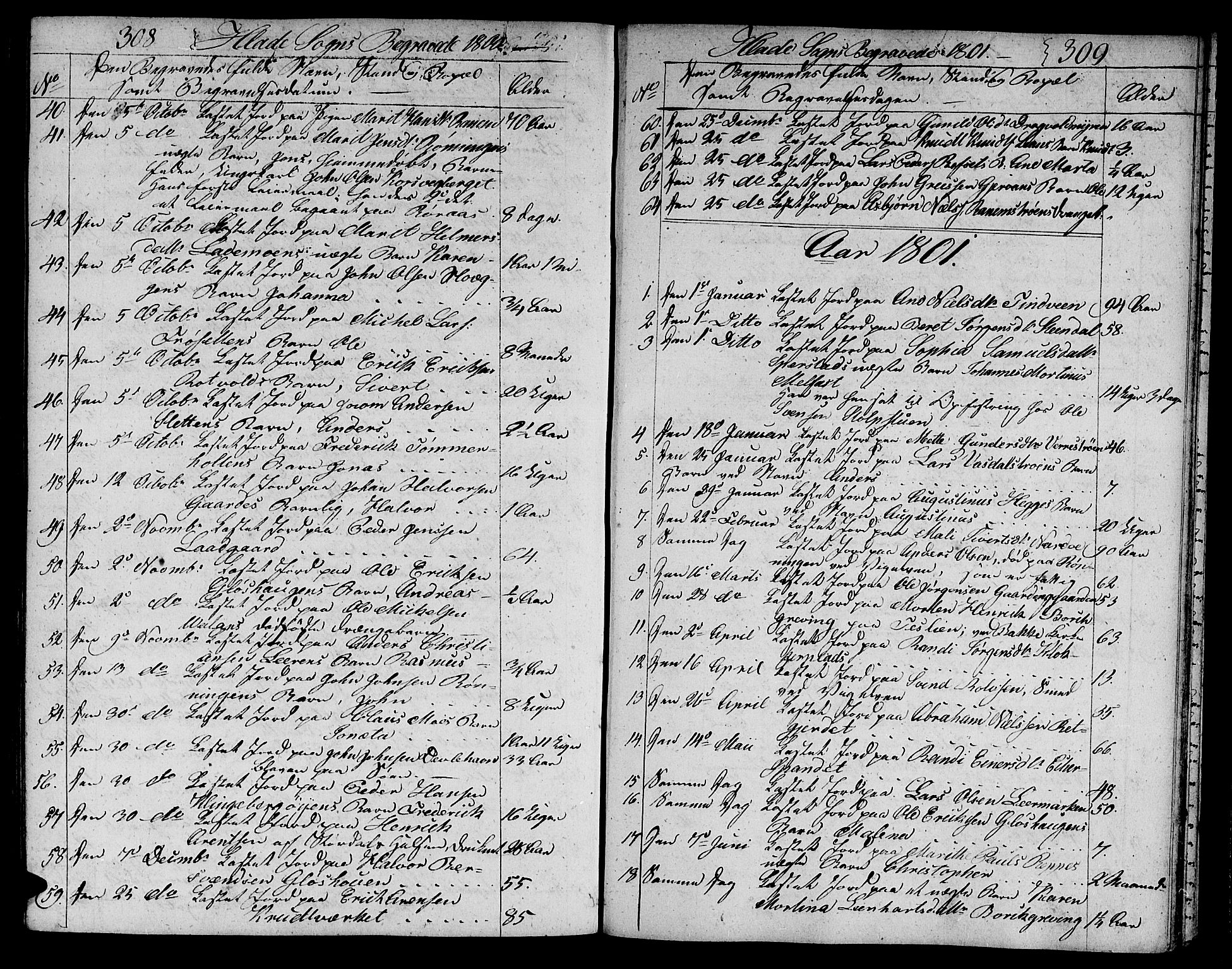 Ministerialprotokoller, klokkerbøker og fødselsregistre - Sør-Trøndelag, SAT/A-1456/606/L0306: Parish register (copy) no. 606C02, 1797-1829, p. 308-309