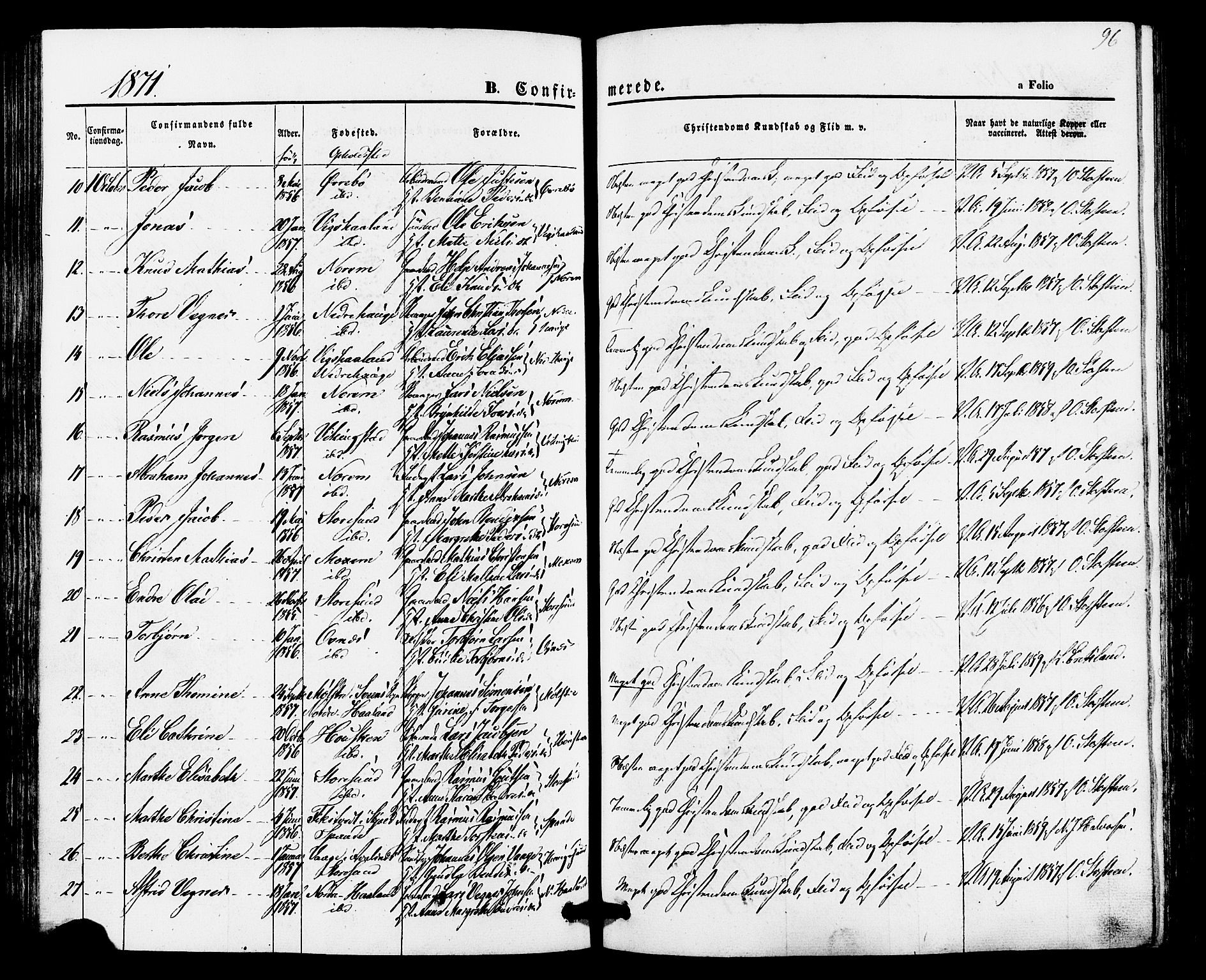 Torvastad sokneprestkontor, AV/SAST-A -101857/H/Ha/Haa/L0010: Parish register (official) no. A 10, 1857-1878, p. 96