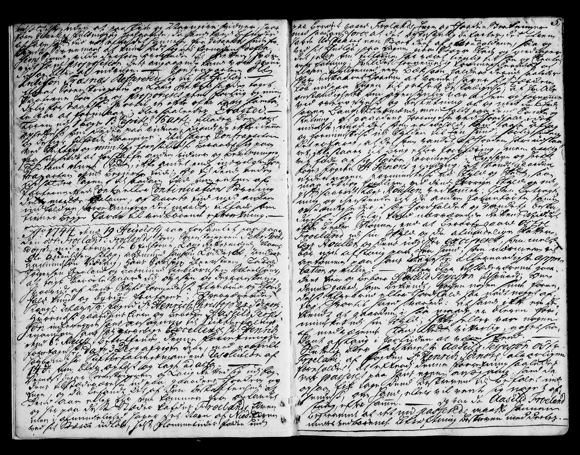 Nedenes sorenskriveri før 1824, SAK/1221-0007/F/Fa/L0026: Tingbok med register nr 21, 1744-1747, p. 4b-5a