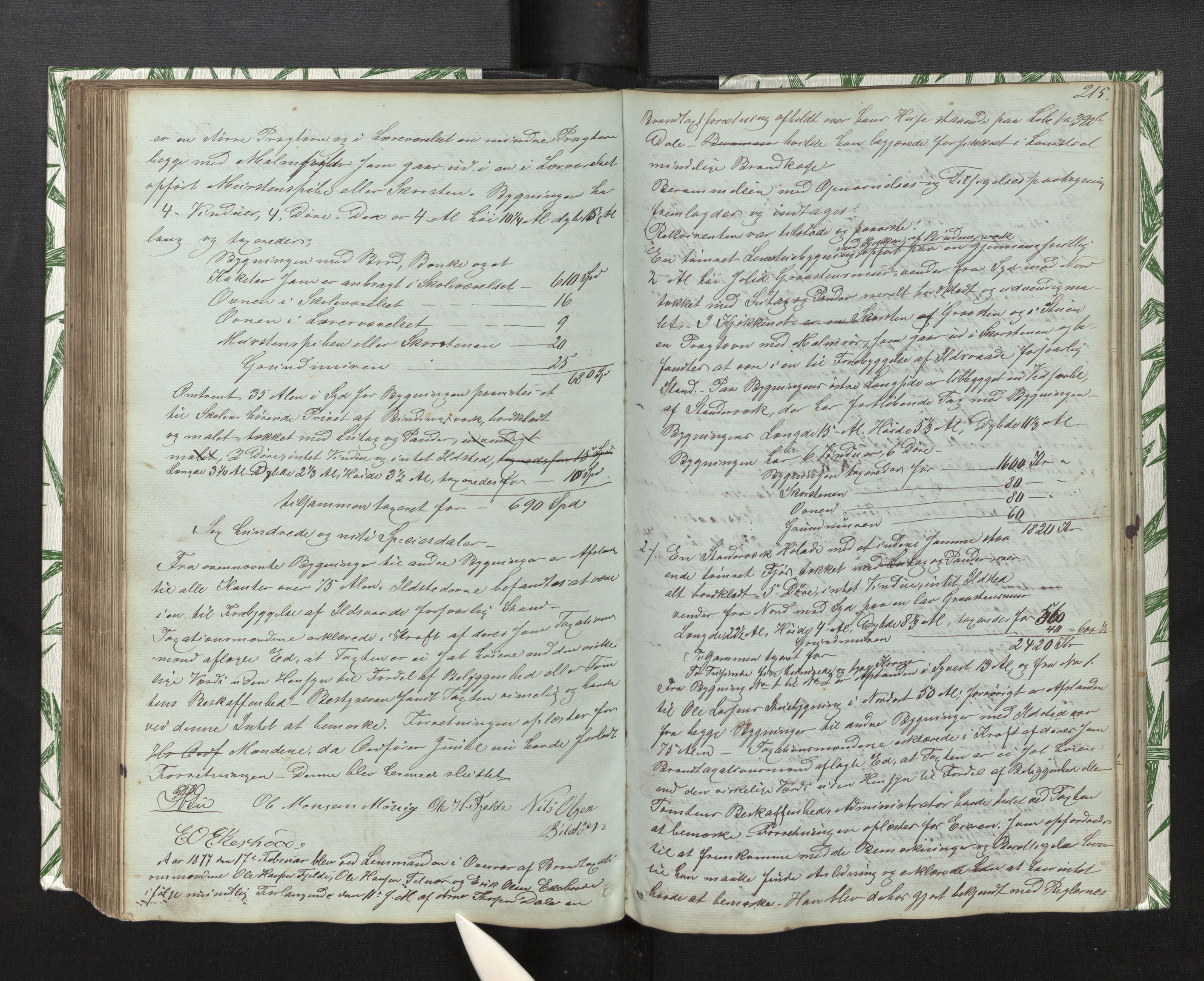 Lensmannen i Fjell, AV/SAB-A-32301/0012/L0001: Branntakstprotokoll, 1846-1877, p. 214b-215a