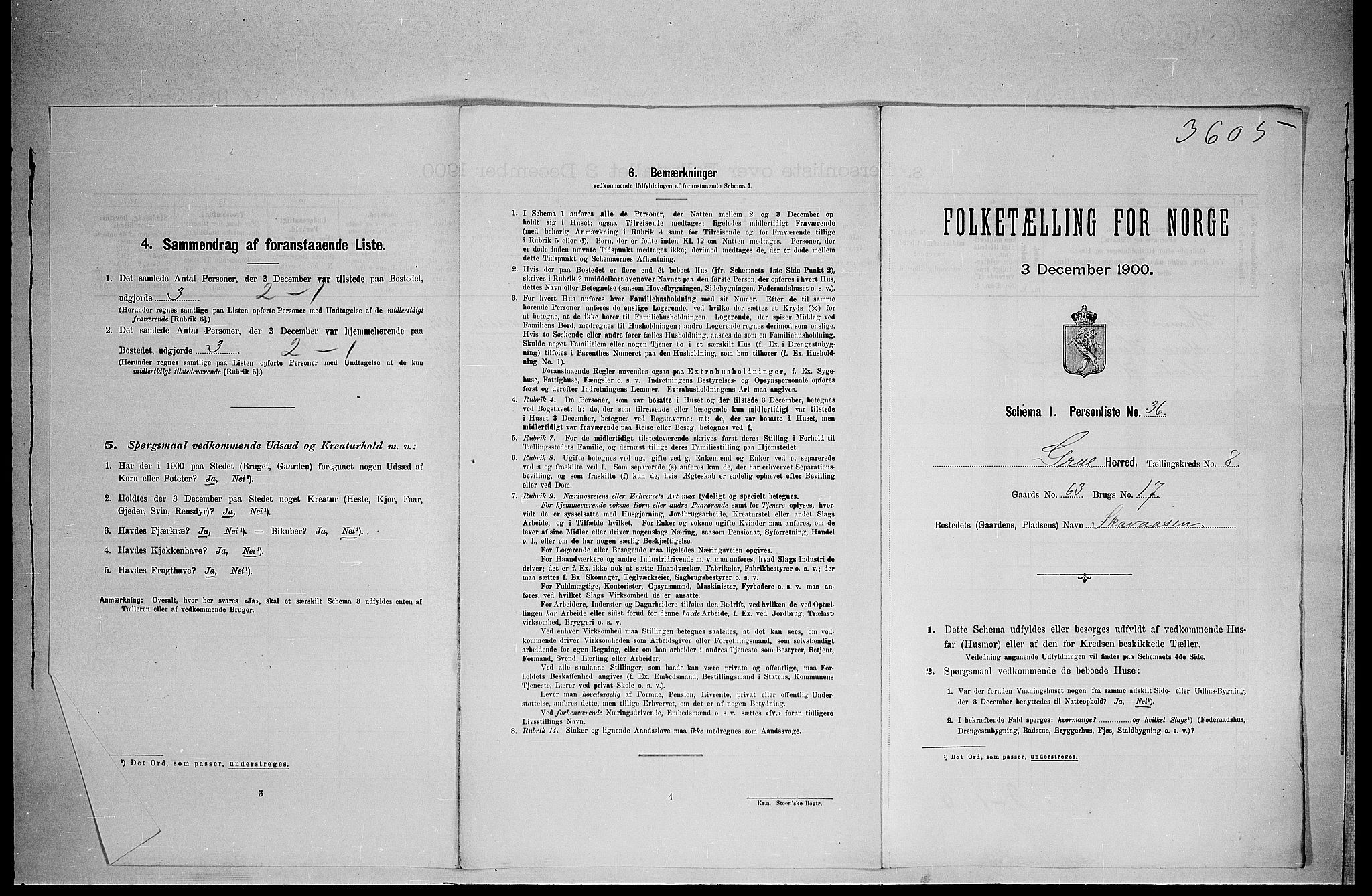 SAH, 1900 census for Grue, 1900, p. 1396