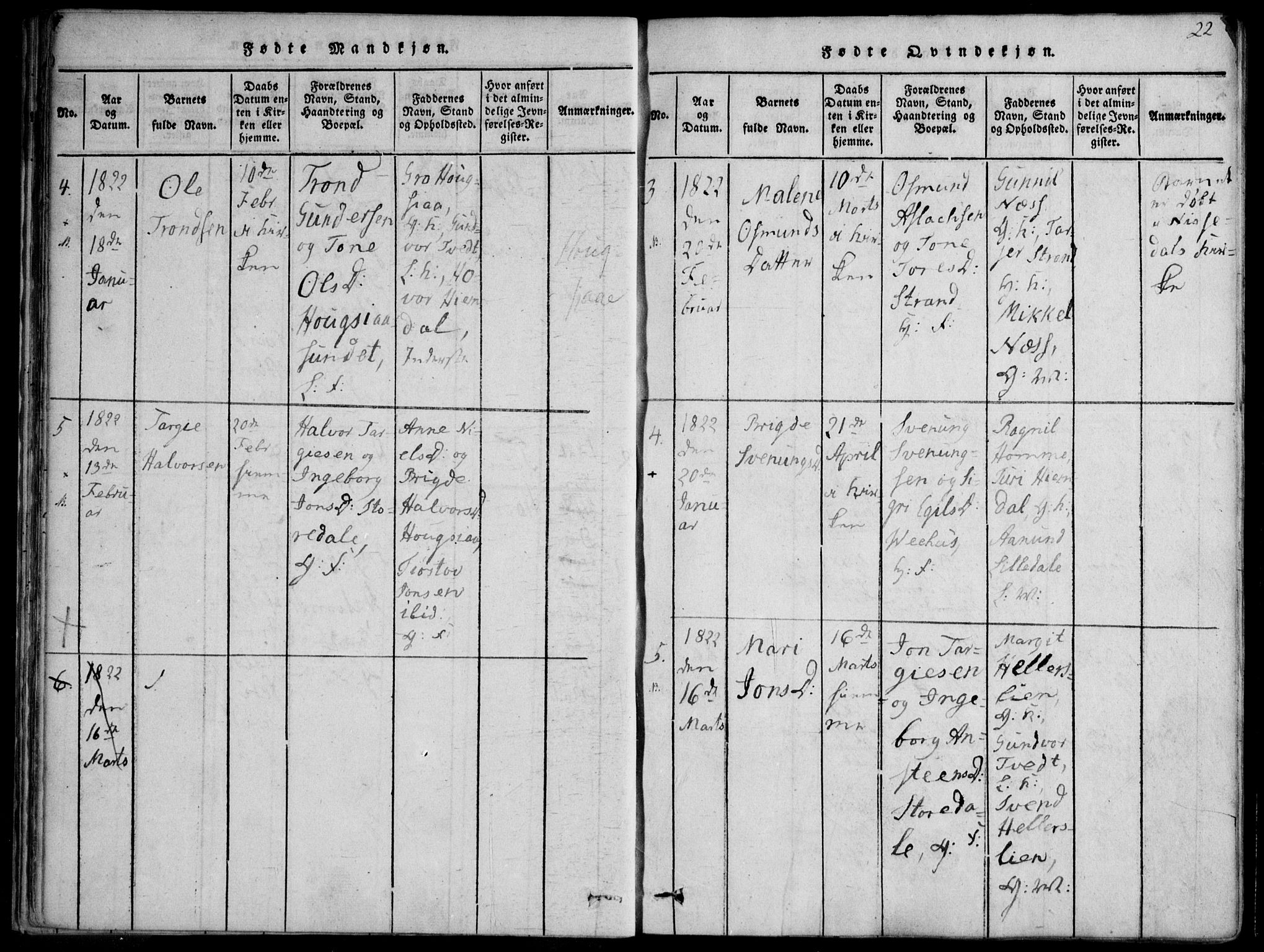 Nissedal kirkebøker, SAKO/A-288/F/Fb/L0001: Parish register (official) no. II 1, 1814-1845, p. 22