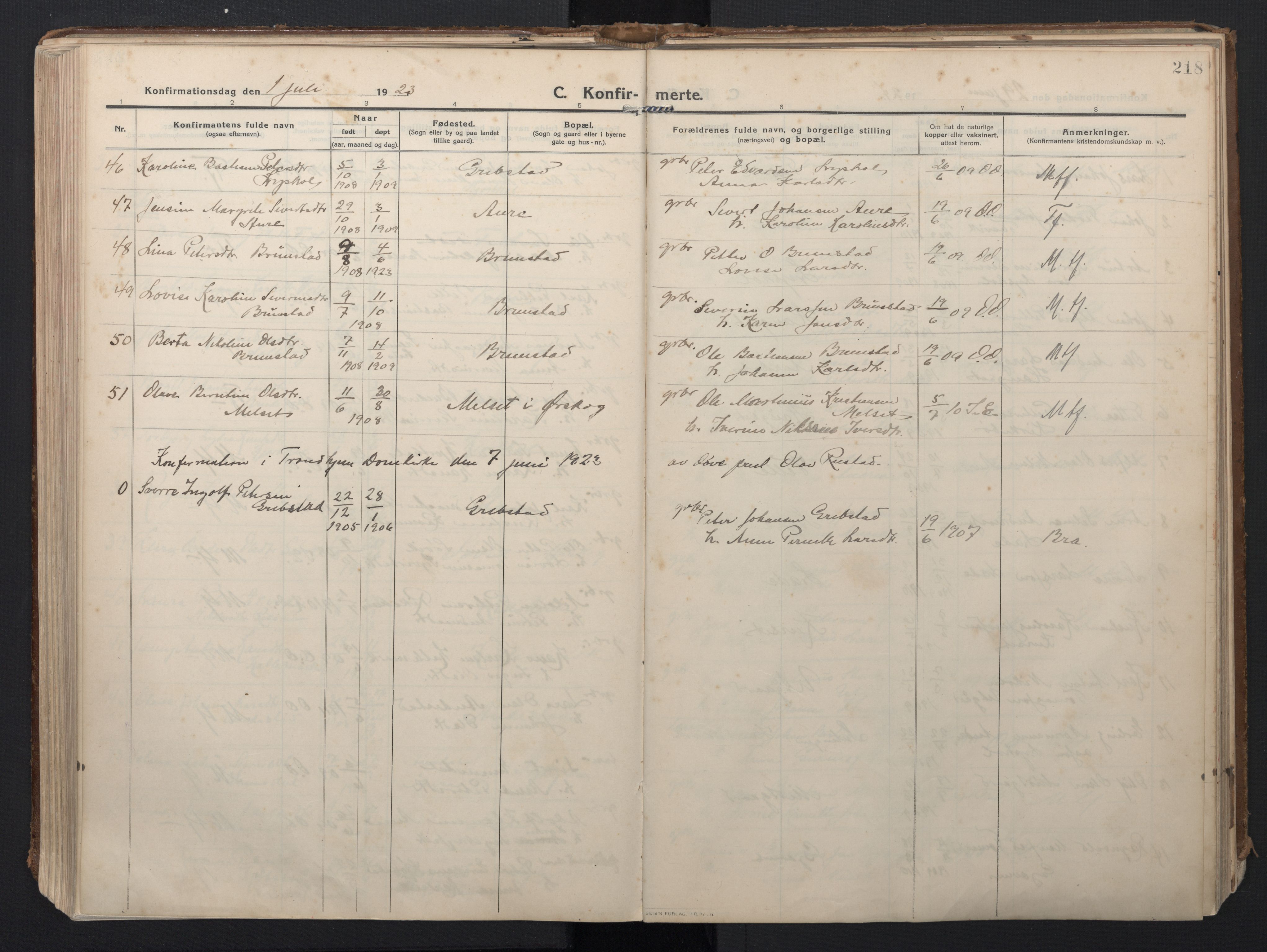 Ministerialprotokoller, klokkerbøker og fødselsregistre - Møre og Romsdal, AV/SAT-A-1454/523/L0337: Parish register (official) no. 523A04, 1911-1929, p. 218