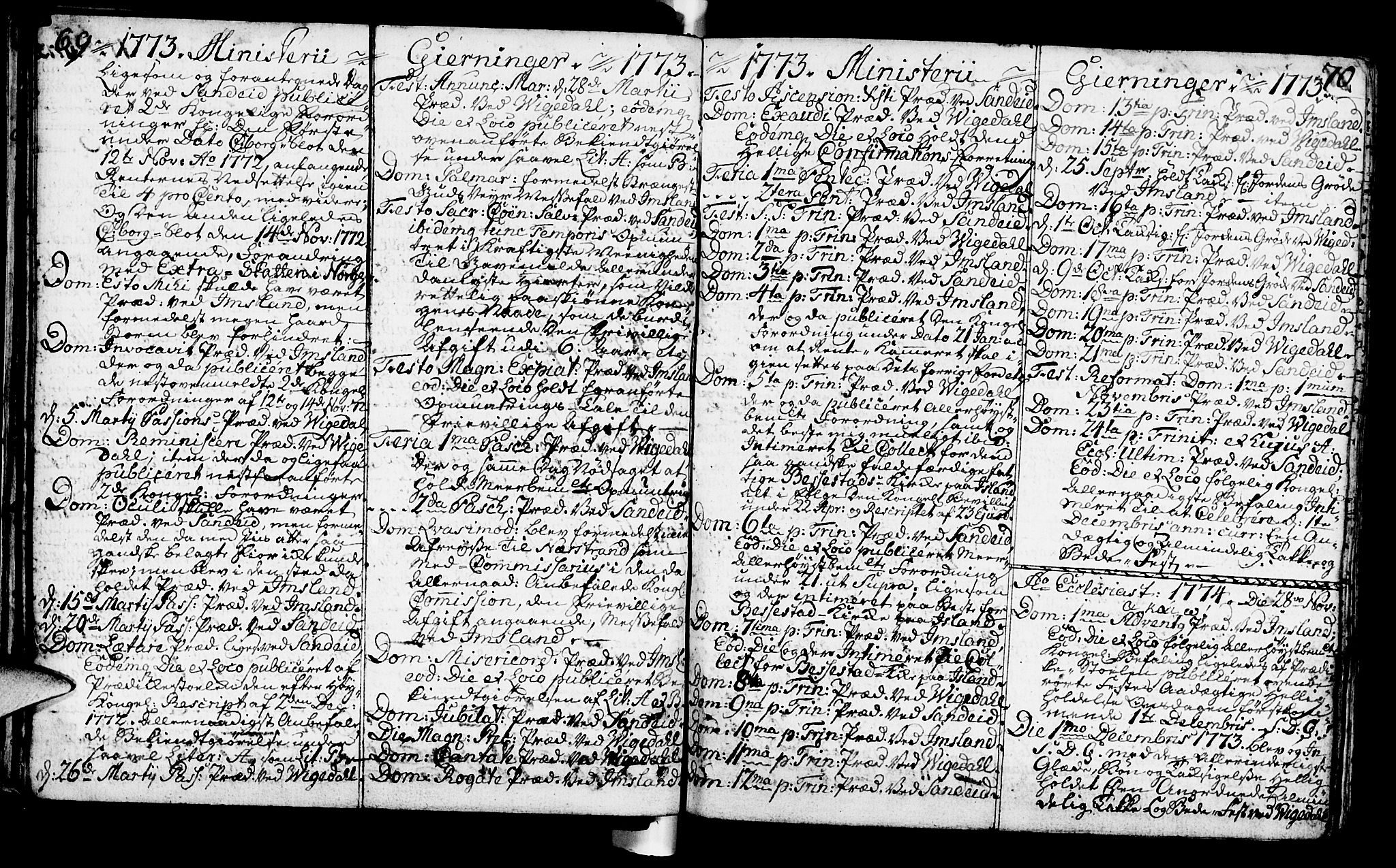 Vikedal sokneprestkontor, AV/SAST-A-101840/01/IV: Parish register (official) no. A 1, 1737-1778, p. 69-70