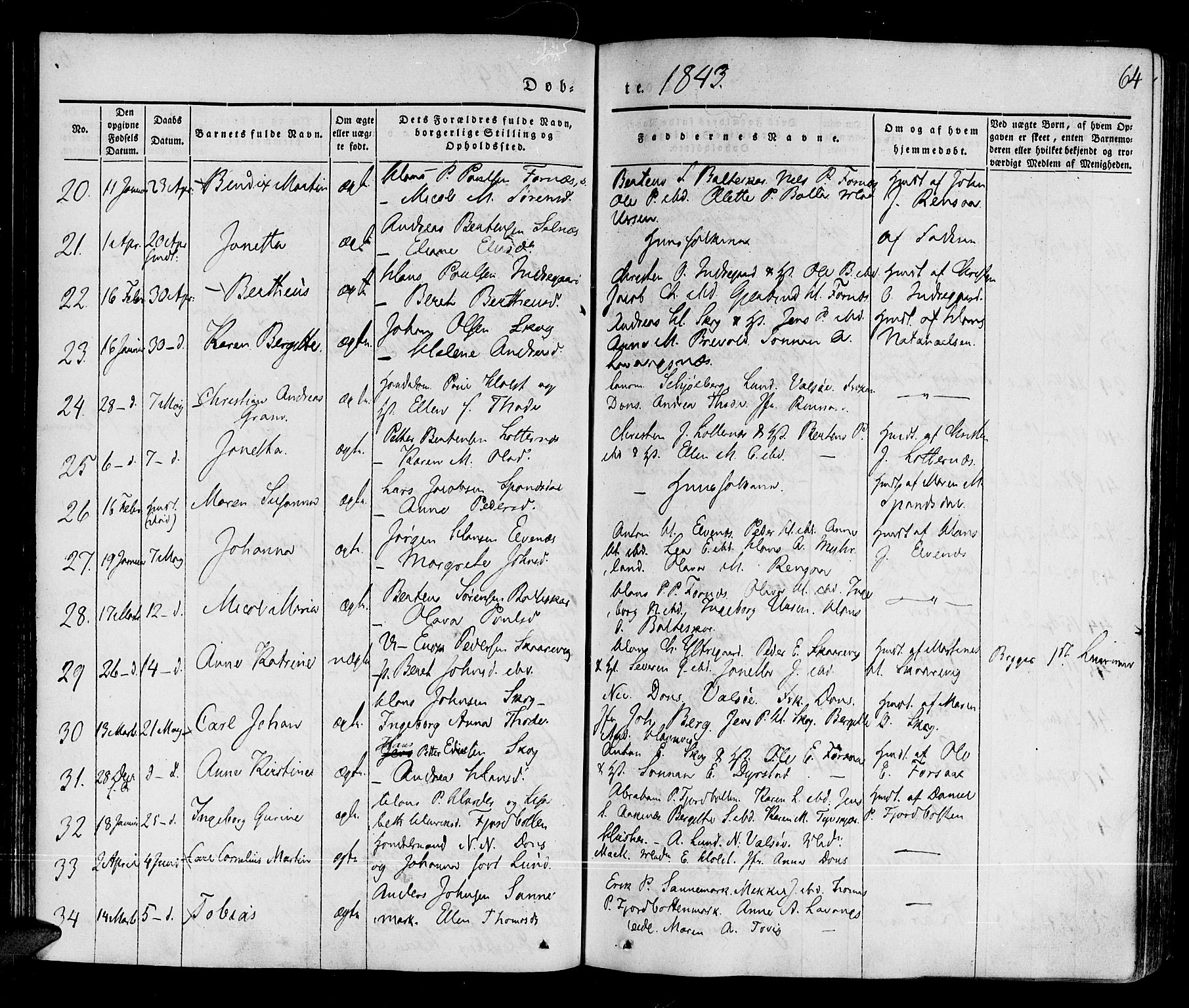 Ibestad sokneprestembete, SATØ/S-0077/H/Ha/Haa/L0006kirke: Parish register (official) no. 6, 1837-1850, p. 64
