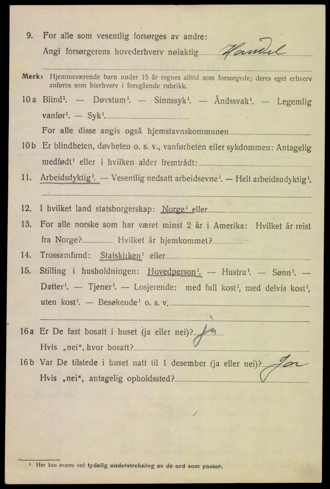 SAK, 1920 census for Arendal, 1920, p. 10793