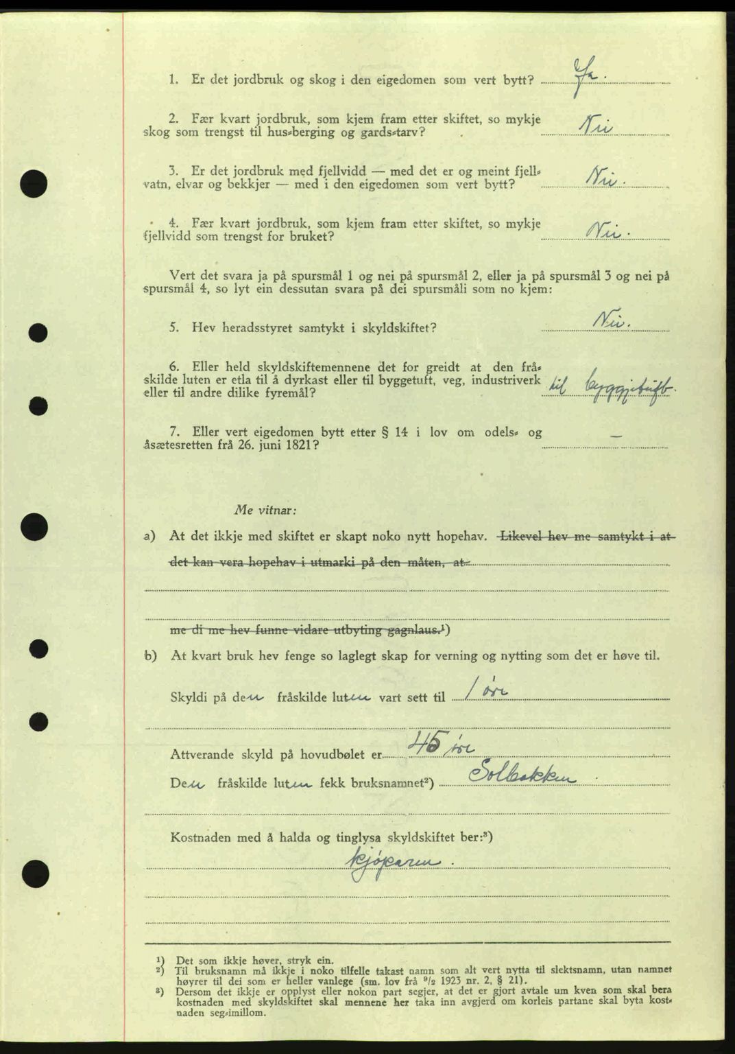 Sunnhordland sorenskrivar, AV/SAB-A-2401: Mortgage book no. A77, 1945-1945, Diary no: : 921/1945