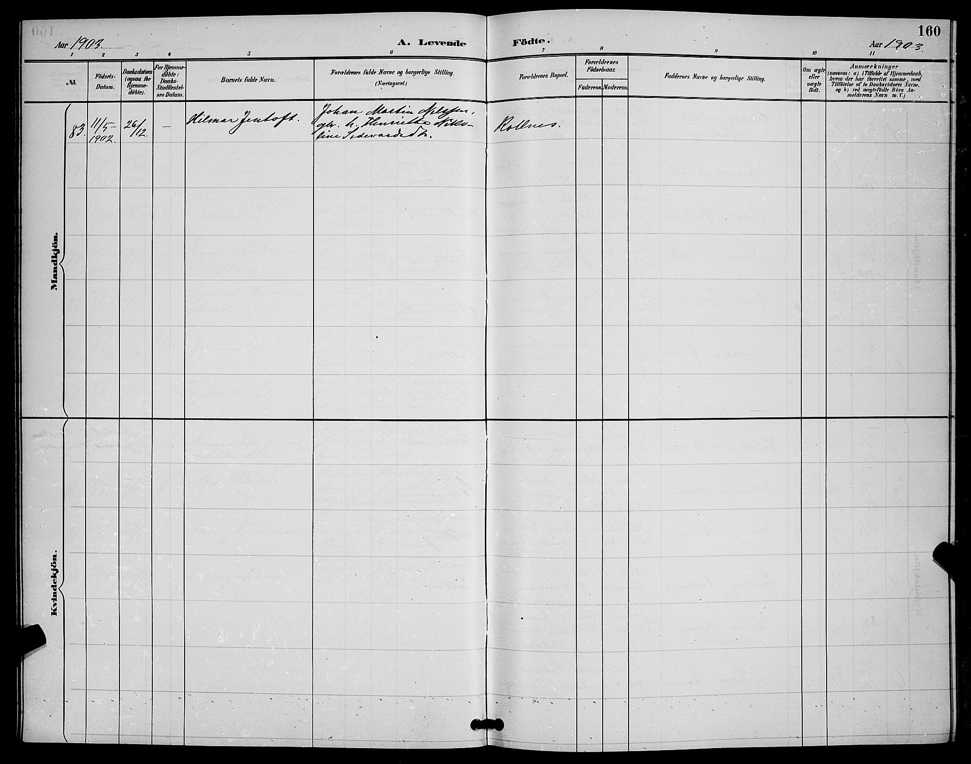 Ibestad sokneprestembete, SATØ/S-0077/H/Ha/Hab/L0008klokker: Parish register (copy) no. 8, 1890-1903, p. 160