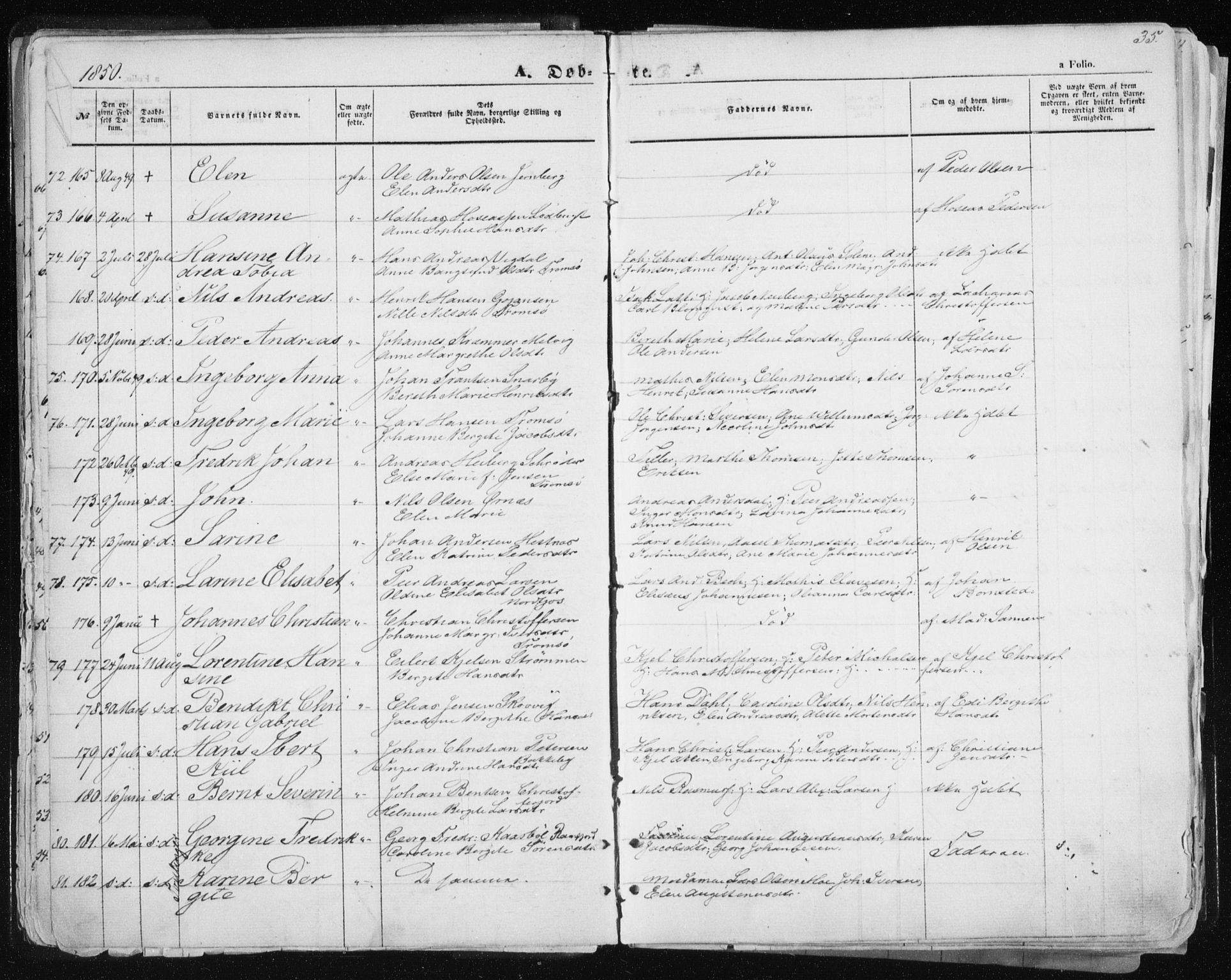 Tromsø sokneprestkontor/stiftsprosti/domprosti, SATØ/S-1343/G/Ga/L0010kirke: Parish register (official) no. 10, 1848-1855, p. 35