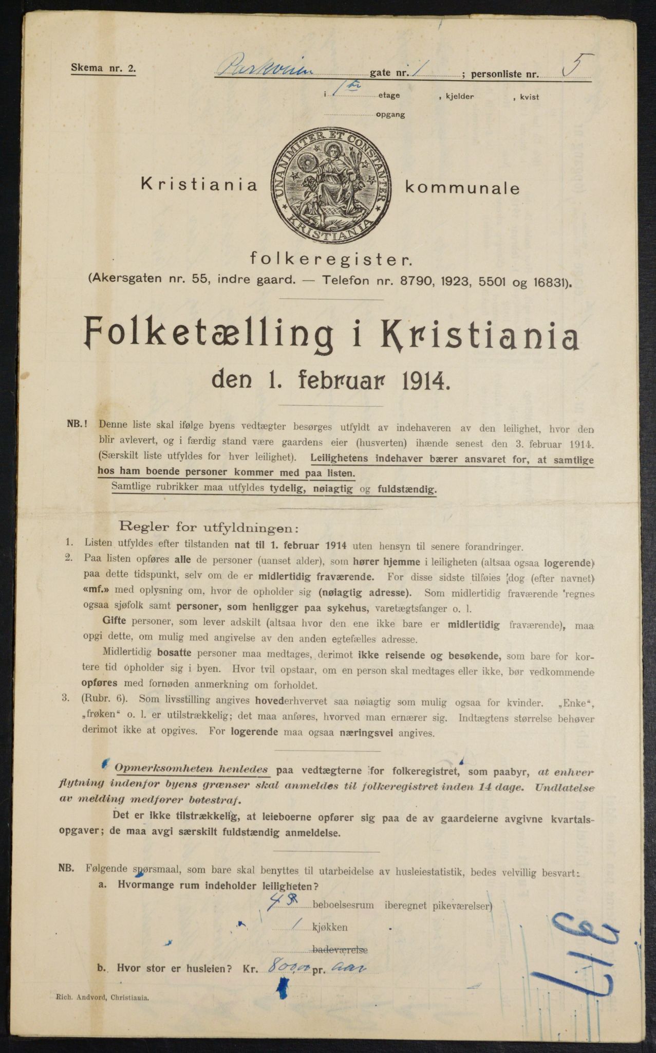 OBA, Municipal Census 1914 for Kristiania, 1914, p. 77836