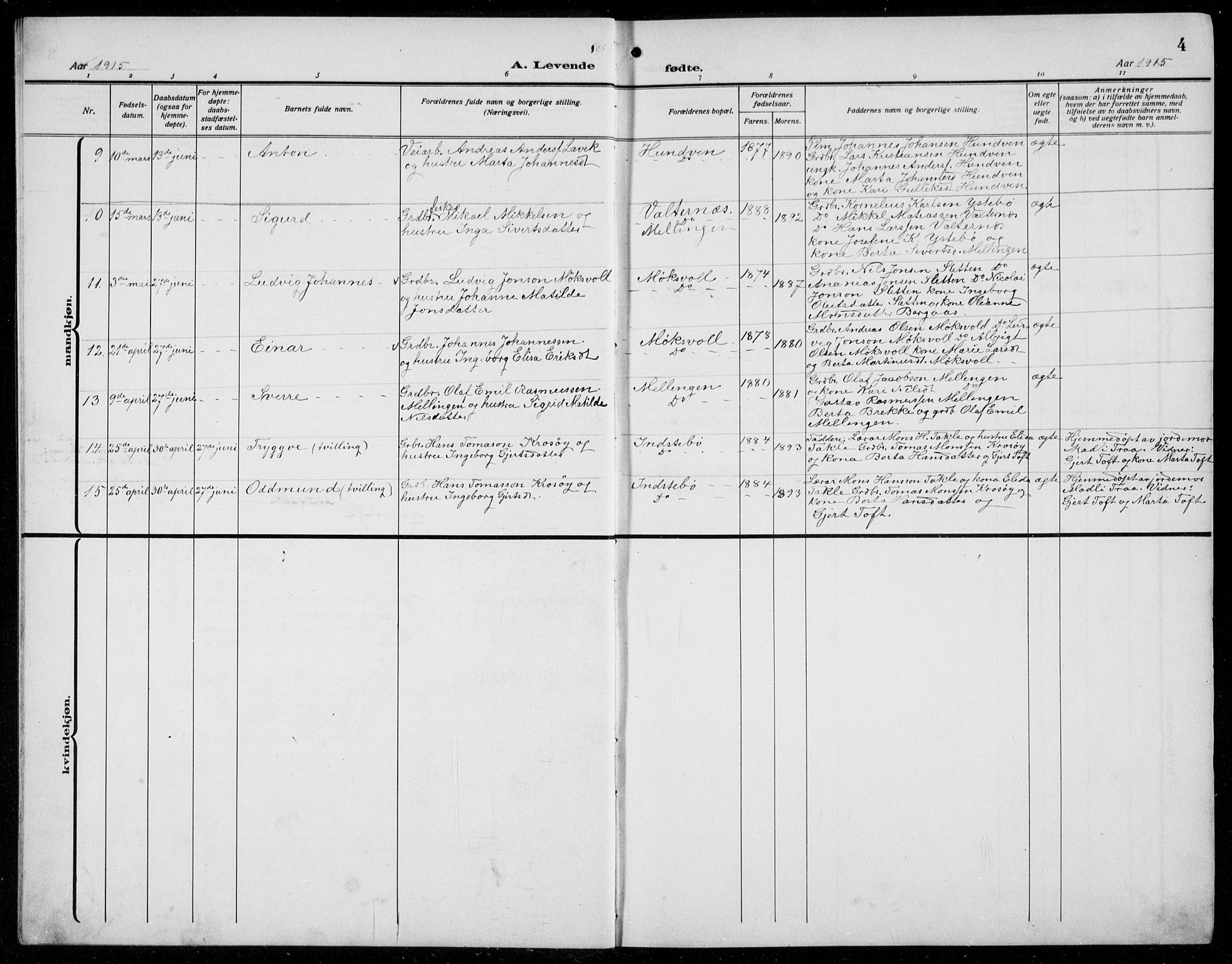 Alversund Sokneprestembete, SAB/A-73901/H/Ha/Hab: Parish register (copy) no. B 5, 1914-1932, p. 4
