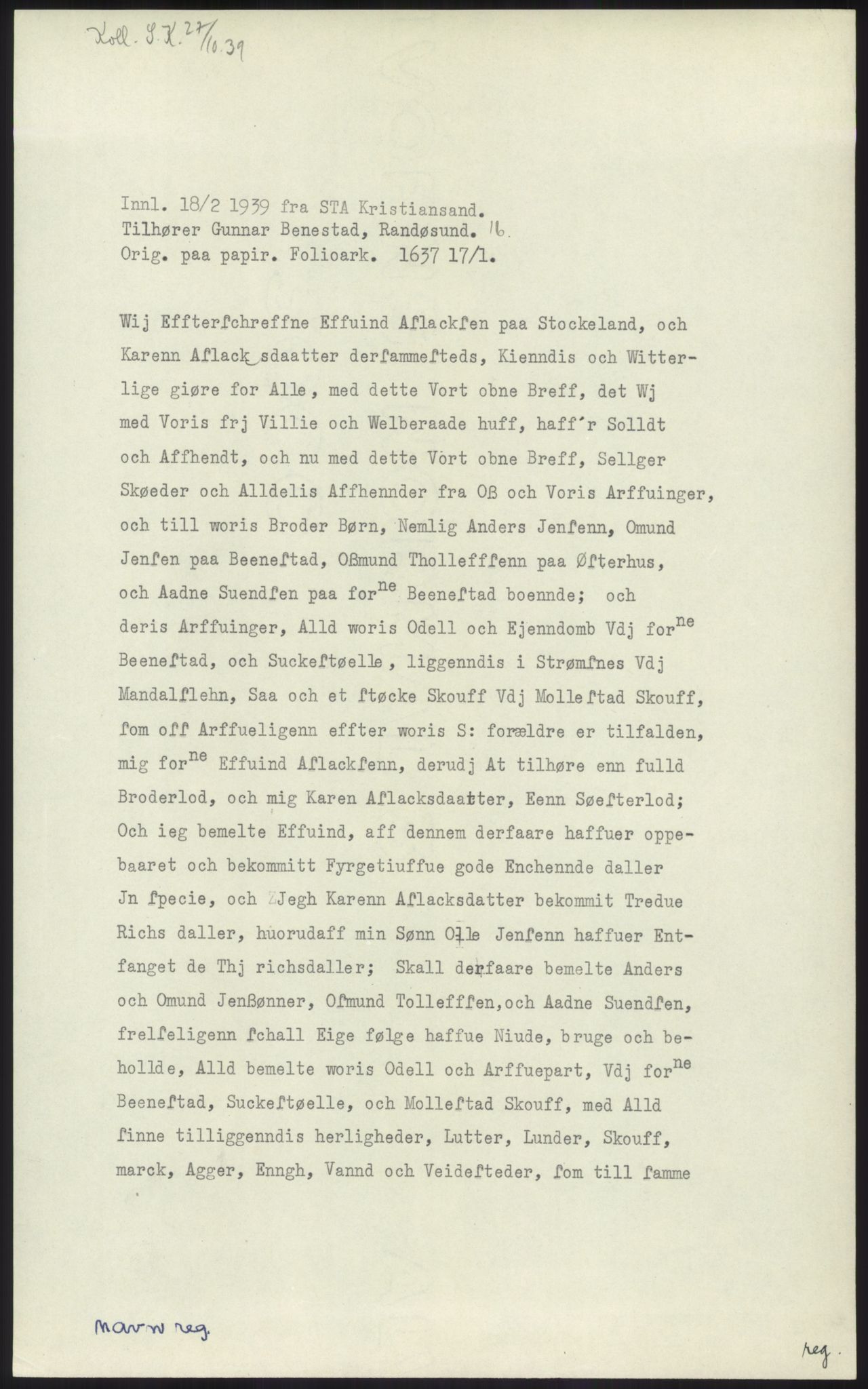 Samlinger til kildeutgivelse, Diplomavskriftsamlingen, RA/EA-4053/H/Ha, p. 634
