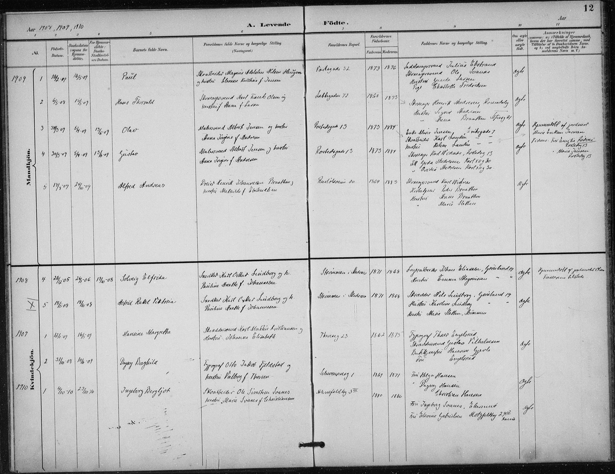 Døves menighet Oslo prestekontor kirkebøker, AV/SAO-A-11064/F/L0001: Parish register (official) no. 1, 1895-1919, p. 12